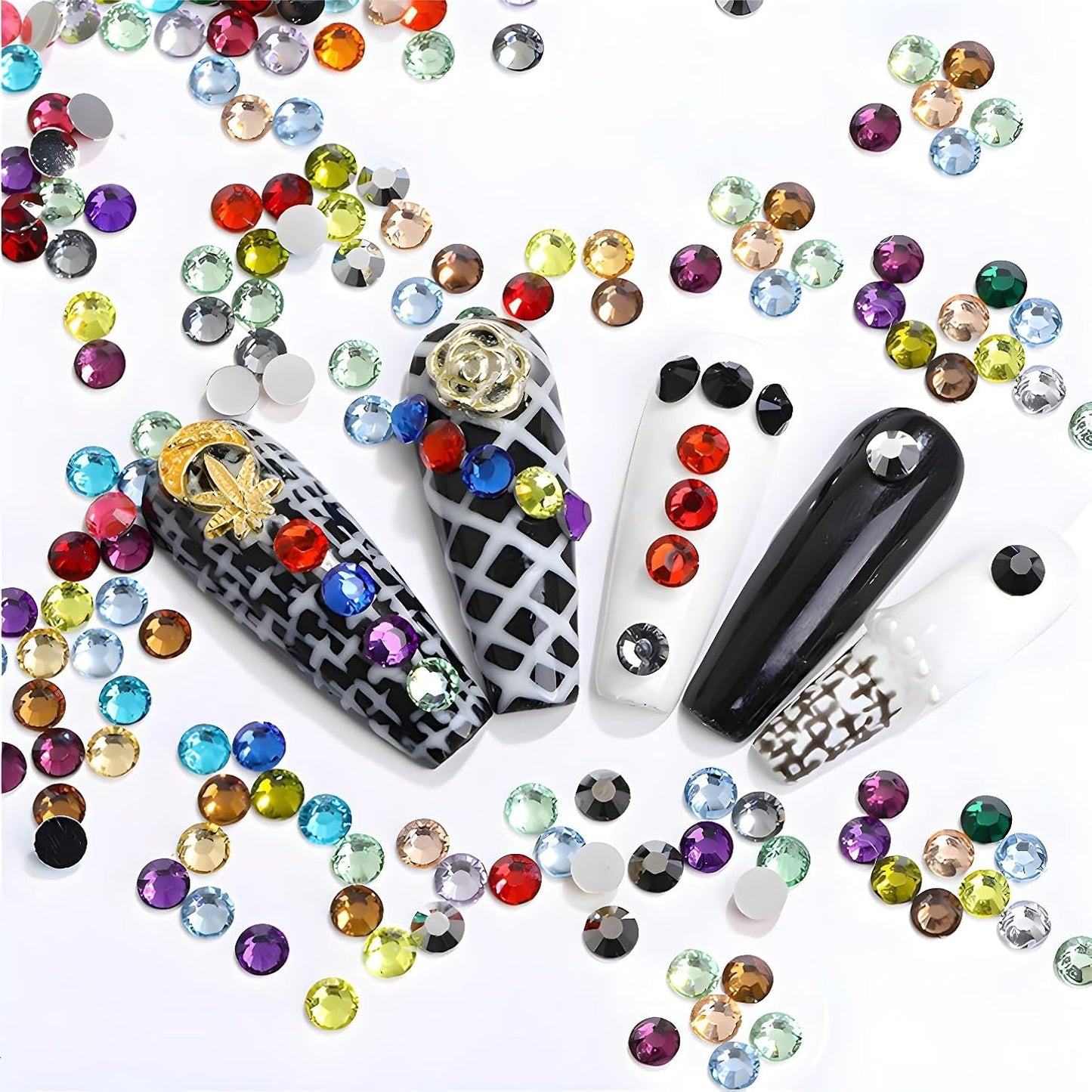 Flatback Rhinestones Round Gems for Nails Art and Crafts 4000Pcs SS12 3mm Glitter Crystals Stone DIY Bags Clothes Shoes (Black)