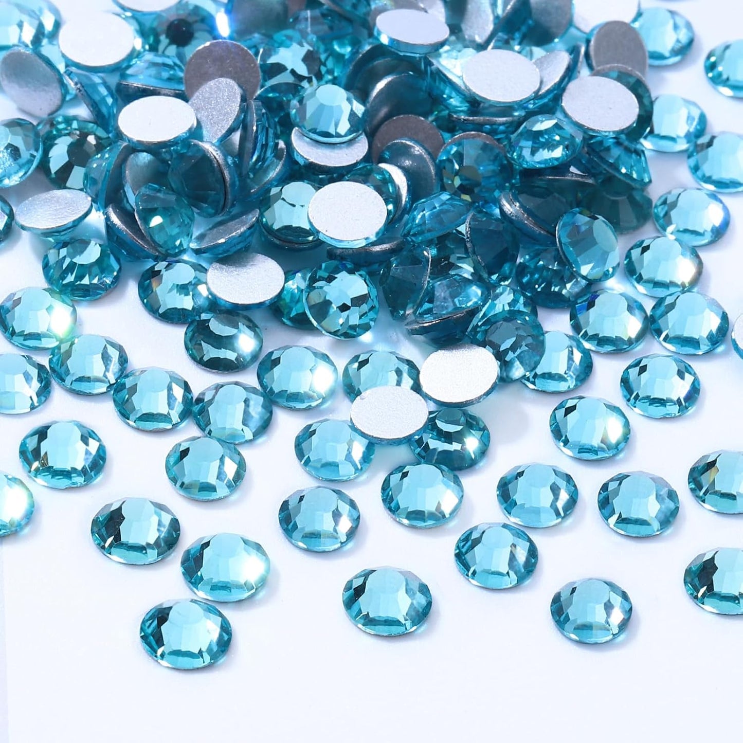 Aquamarine Flatback Rhinestones, Glass Rhinestones for Nail Art and Craft, Glue Fix, Loose Crystal Gemstones(Aquamarine, SS20, 2880pcs, 4.6-4.8mm)