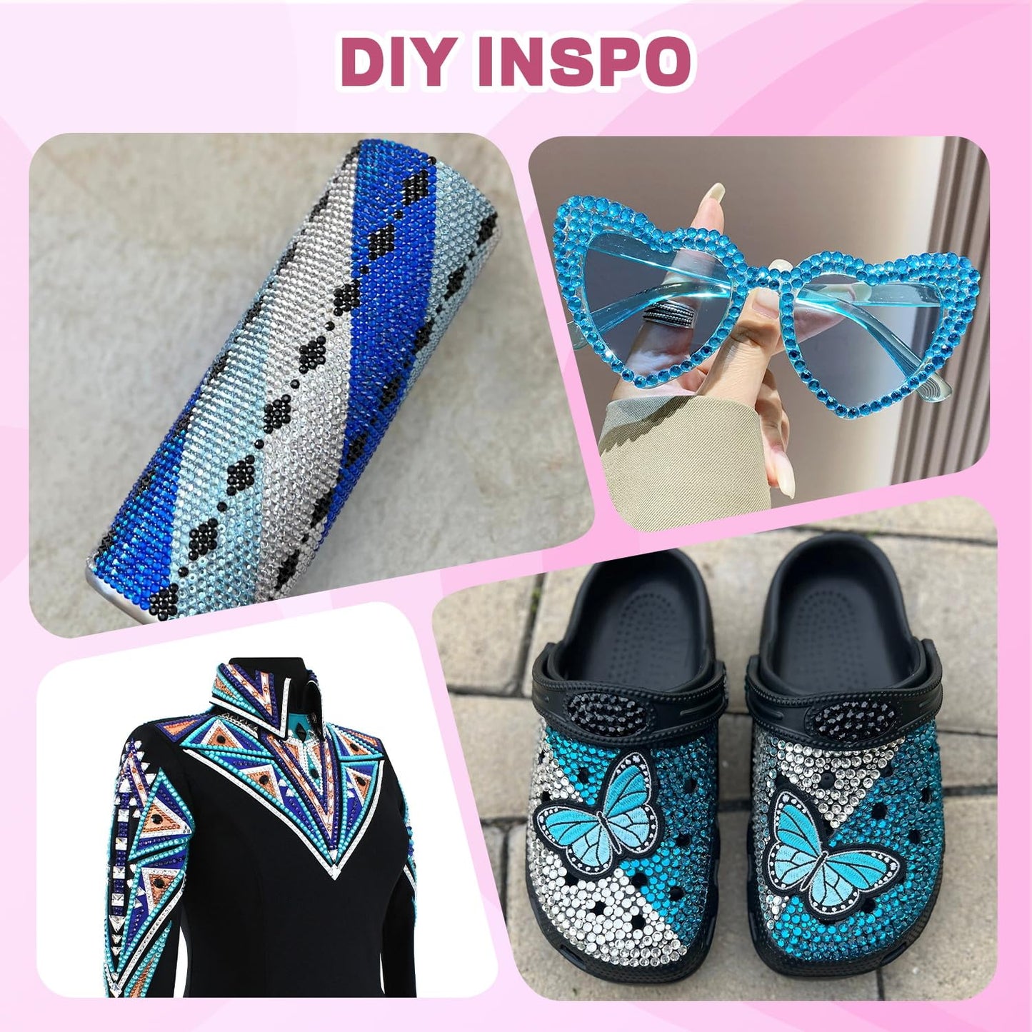 20000Pcs Blue Rhinestones for Bedazzling with 3Pcs B7000 Jewelry Glue, Resin Rhinestones for Crafting Crafts，Bedazzler Kit Flatback Gems for Clothing Shoes Tumblers Nail Art