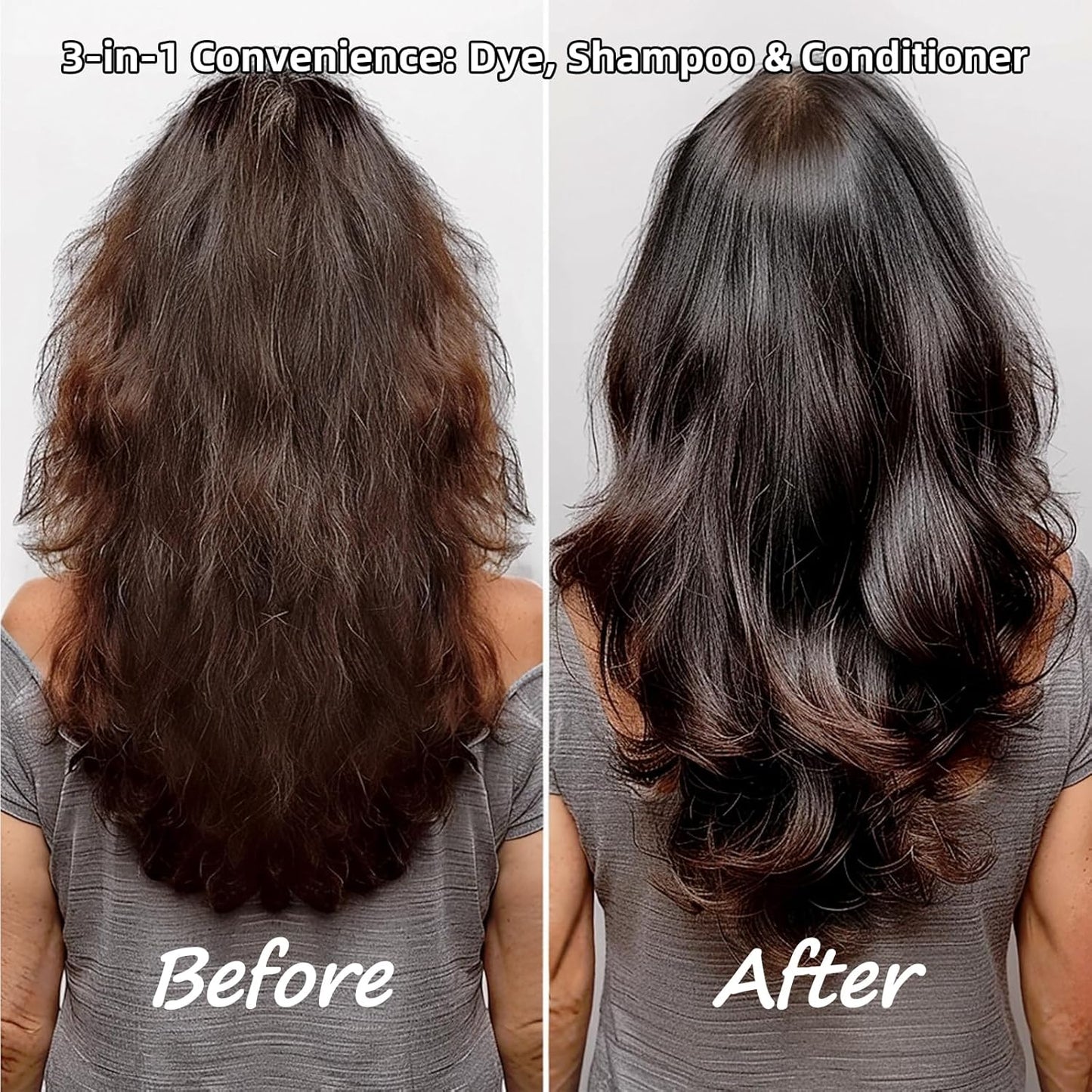 Instant Permanent Hair Color Dye Shampoo Ampoule - Paraben-Free, 5-Minute Easy and Fast Coloring, Keratin & Collagen, Made in Korea (Dark Brown)