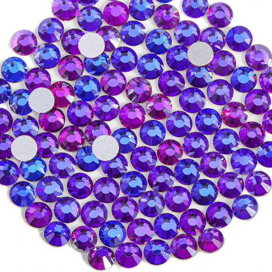 Beadsland 1440pcs Flat Back Crystal Rhinestones Round Gems for Nail Art and Craft Glue Fix, Purple Velvet,SS8,2.3-2.5mm