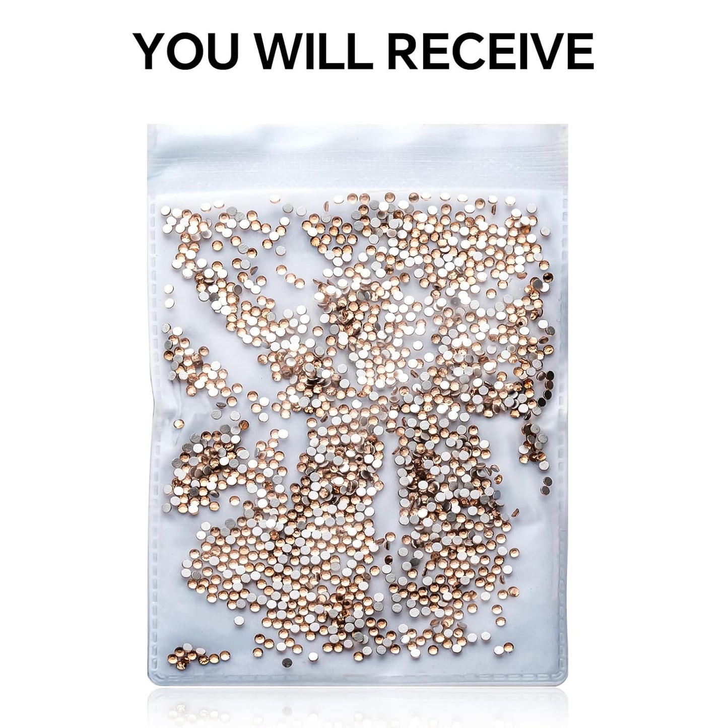 3000Pcs Champagne Crystal Rhinestones,Glass Flatback Rhinestones Mini Gemstones for Nail Face Makeup Art Crafts Clothes Decoration -(SS6,2.0mm,Champagne)