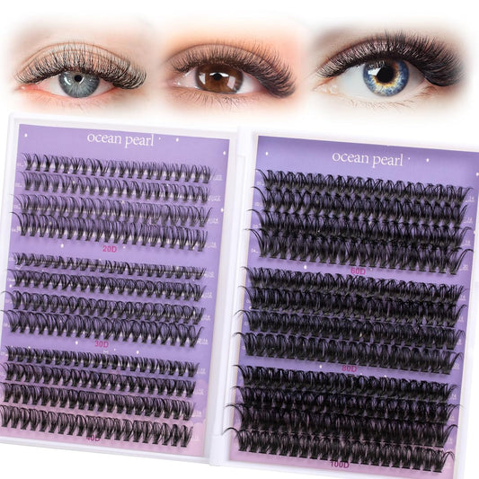 Ocean Pearl Lash Clusters 480PCS 10-20mm Individual Lashes Thick Cluster Eyelash Extensions 20D+30D+40D+60D+80D+100D Eyelash Clusters Lashes Clusters Eyelashes DIY Lash Extension Cluster Lashes-6