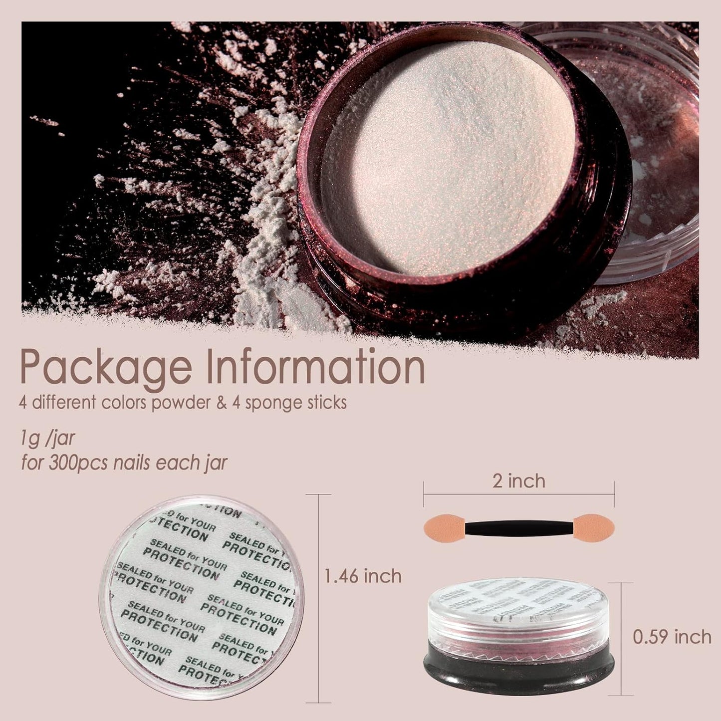 Allstarry Chrome Nail Powder 4 Colors Iridescent Aurora Powder Metallic Mirror Effect Pigment Pearlescent Purple Mermaid Unicorn Glitter for Nail Art Manicure Decoration Home DIY Salon