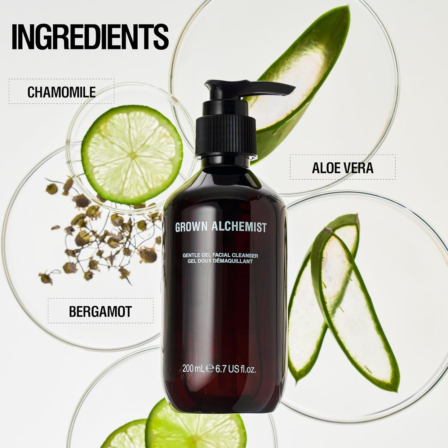Grown Alchemist Gentle Gel Facial Cleanser (200ml) Natural Face Wash. Hydrating Bergamot & Rosebud Exfoliating with Willow Bark, a Salicylic Acid Alternative.