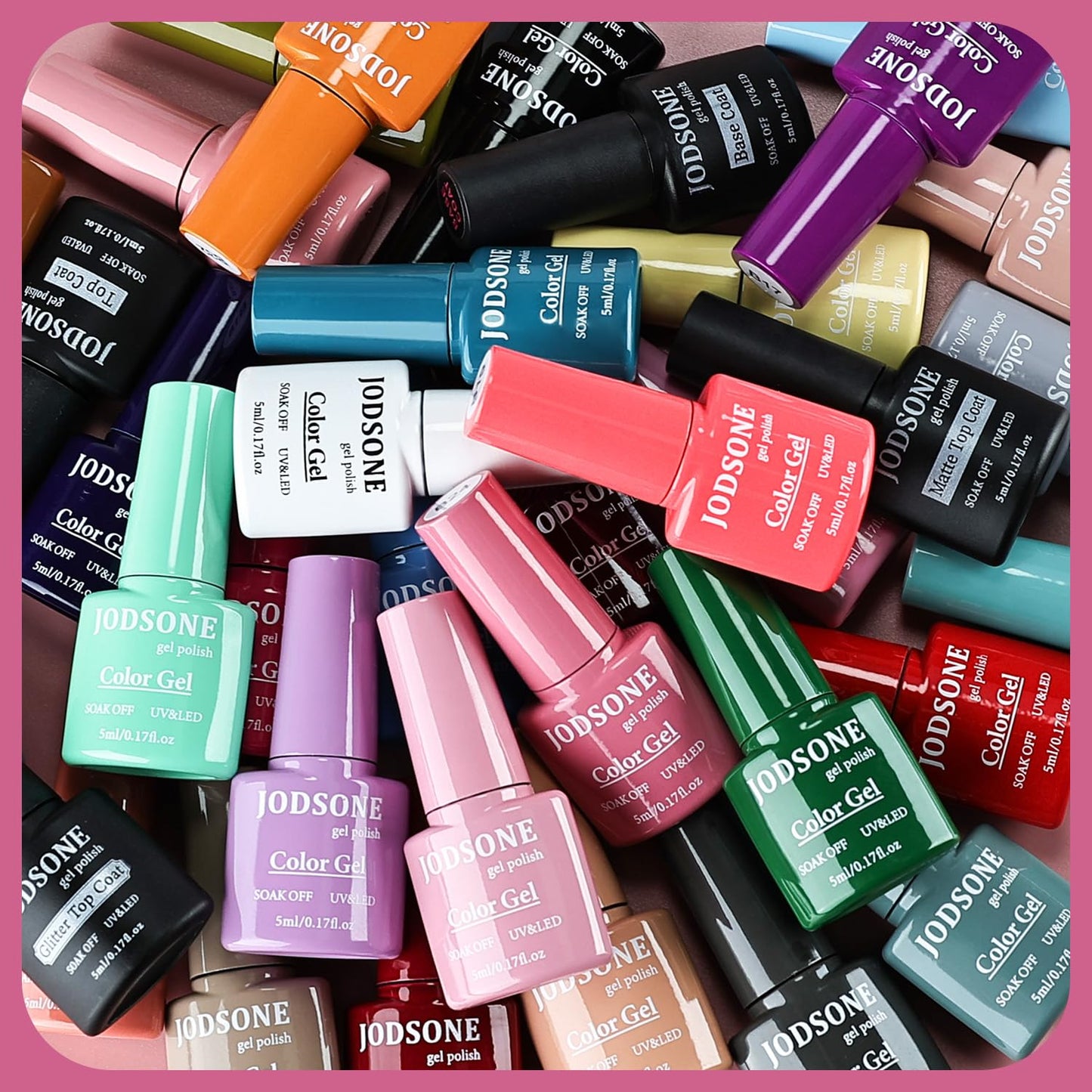 JODSONE 32 Colors Gel Nail Polish Set Same Color Same Bottle No Wipe Base Top Matte Glitter Coat Professional Choice