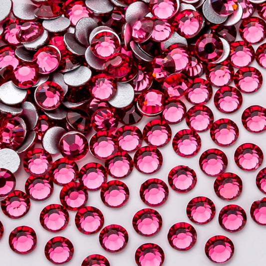 288Pcs Rose Crystal Rhinestones,Glass Flatback Rhinestones Gemstones for Nail Face Makeup Art Crafts Clothes Decoration -(SS34,7.0mm,Rose)
