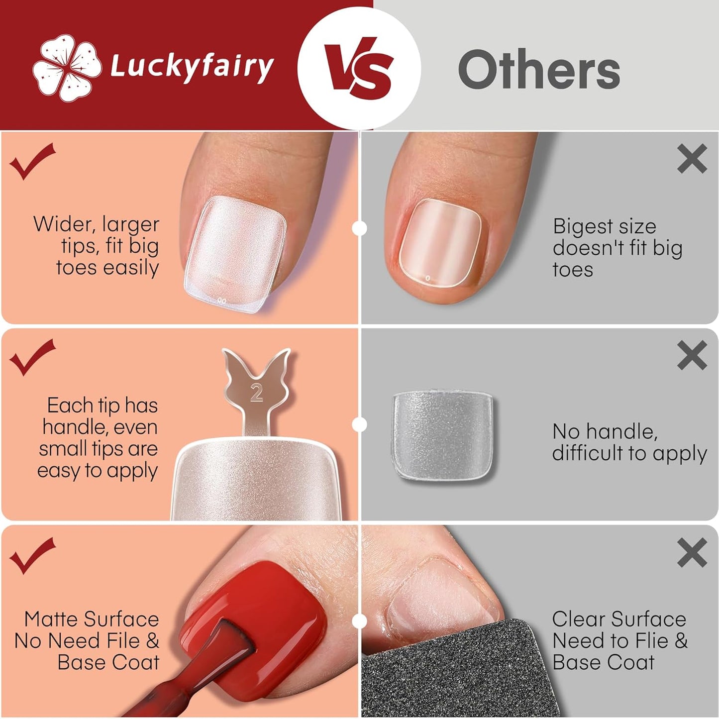 Square Toe Nail Tips 360Pcs Full Cover Big Wide Toe Nails Tips Matte Fake Toe Nail 15Sizes Soft Gel Pre-shape Clear Gel Toe Nail Press ons For Nail Extensions Home DIY Salon