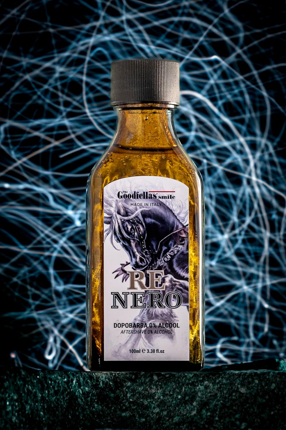 The Goodfellas' smile Alcohol-Free Soothing Aftershave Splash/Tonic, Made in Italy, 100 ml, 3.38 oz (NERO/Patchouly & Cedarwood)