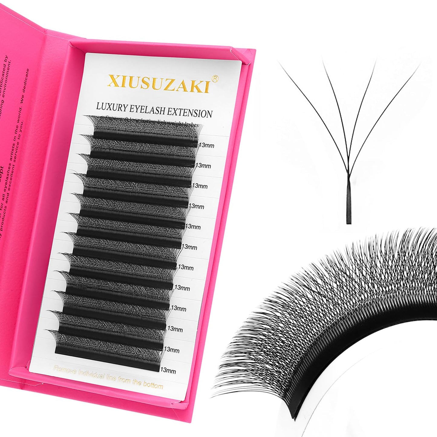 YY Lash Extensions Supplies Y Eyelash Extensions 0.07mm Thickness D Curl 14mm Premade Fans 4D Russian Volume Matte Black 12 Rows Crisscross Eye Lashes(YY-0.07-D,14mm)