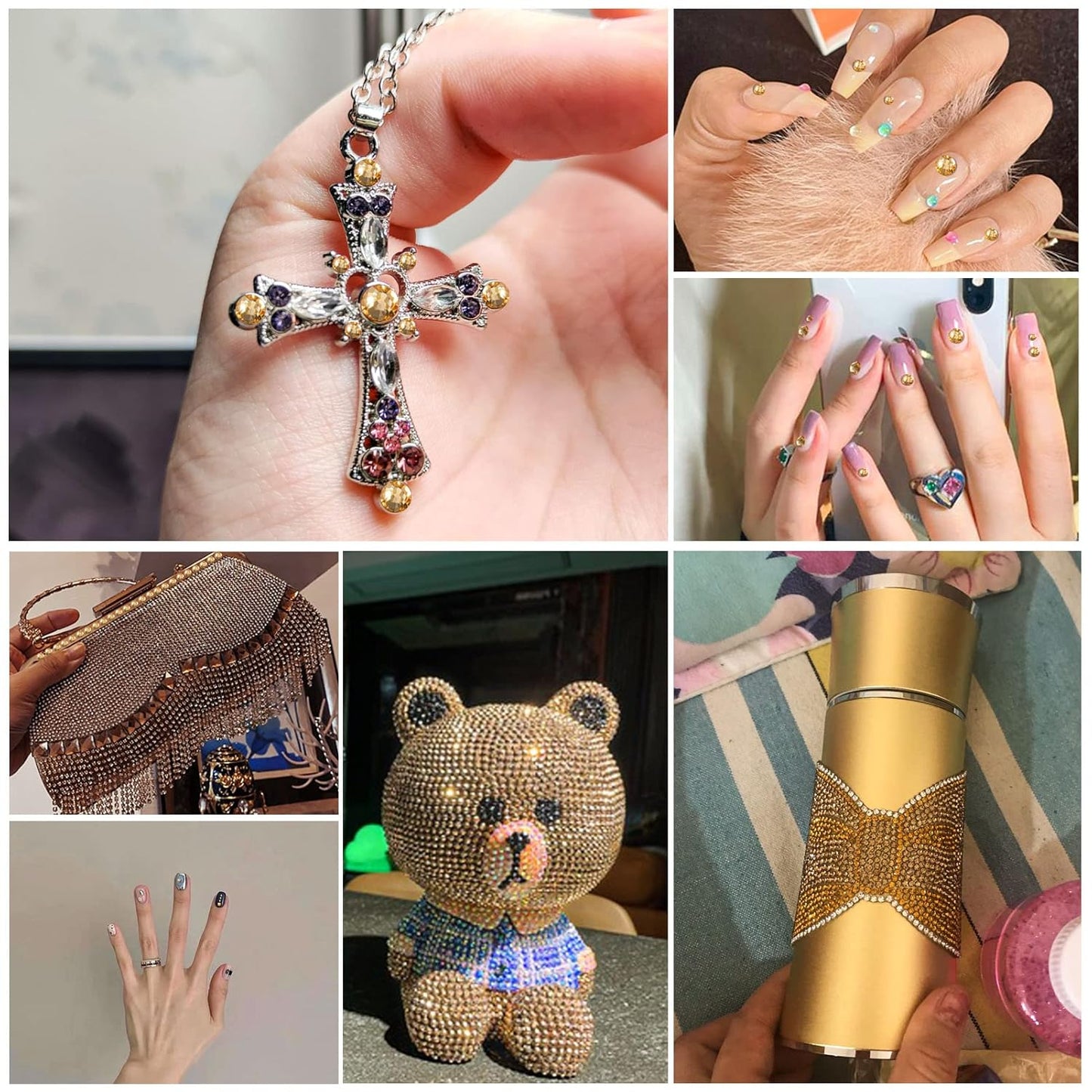 Beadsland 2880pcs Flat Back Crystal Rhinestones Round Gems for Nail Art and Craft Glue Fix,Lt Colorado Topaz,SS4,1.5-1.7mm