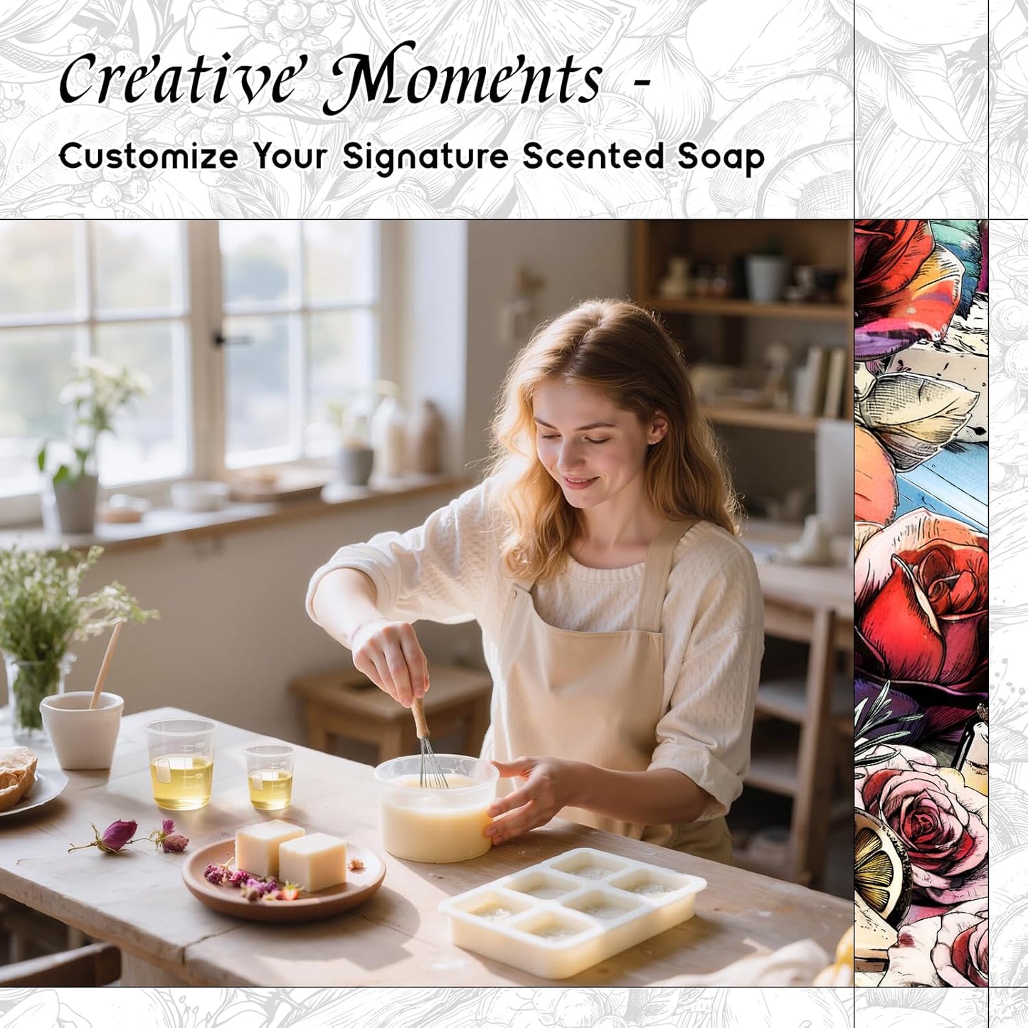 HIQILI Rose Fragrance Oil for Candle & Soap Making, Essential Oil Diffuser, Floral Scents, Add to Laundry Dryer Balls - 5.07 Fl Oz