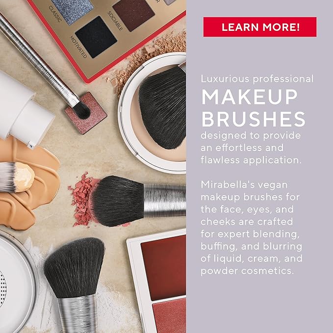 Mirabella Brushed Aluminum Professional Makeup Brush - Foundation Brush