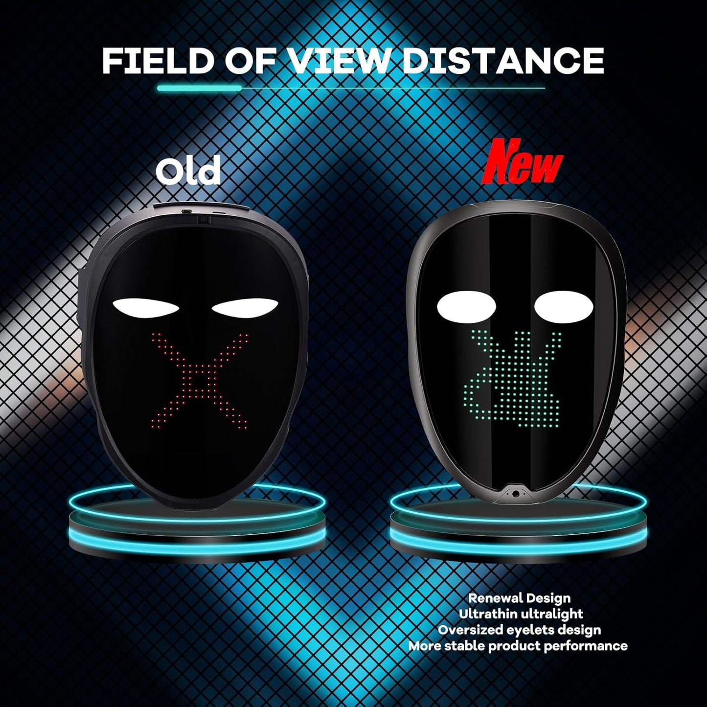 AIGLUN LED Face Transforming Mask with Gesture Control Fun - Cool stuff Halloween Cosplay and Christmas Parties