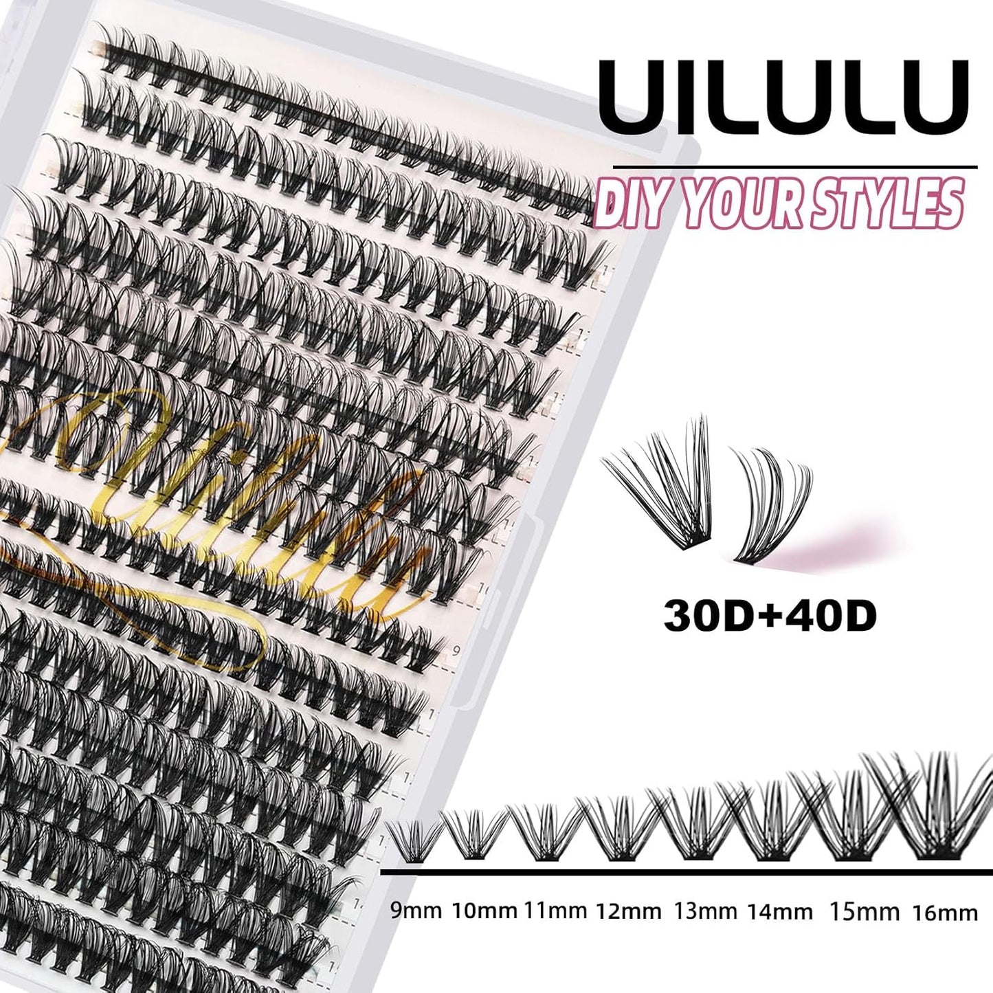 Lash Clusters Individual Lashes D Curl 30+40D 0.07D 9-16 MIX 280 Clusters Lashes DIY Lash Extensions at Home False Lashes Wispy Eye Lash Clusters