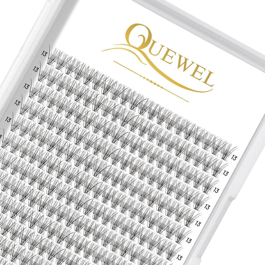 QUEWEL Lash Clusters 240Pcs Individual Lashes 10D 0.10C Curl 13mm Knot-Free Lash Extensions Clusters Lashes Soft&Natural False Eyelashes Individual DIY Eyelash Extension at Home(10D 0.10C 13)