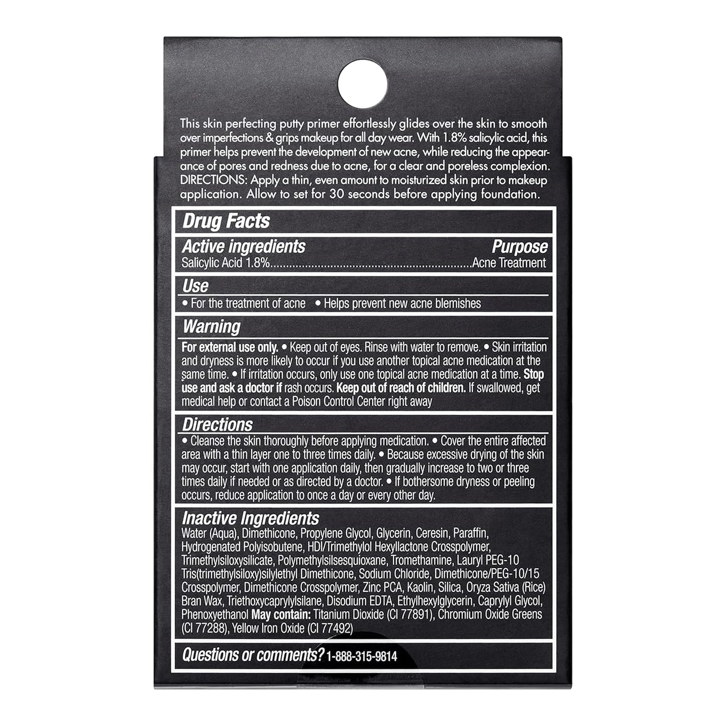 e.l.f. Acne Fighting Putty Primer, Infused with 1.8% Salicylic Acid, Helps Prevents Future Breakouts & Helps Reduce Redness, Minimizes Appearance of Pores, Preps & Primes Skin, 0.74 Oz (21g)