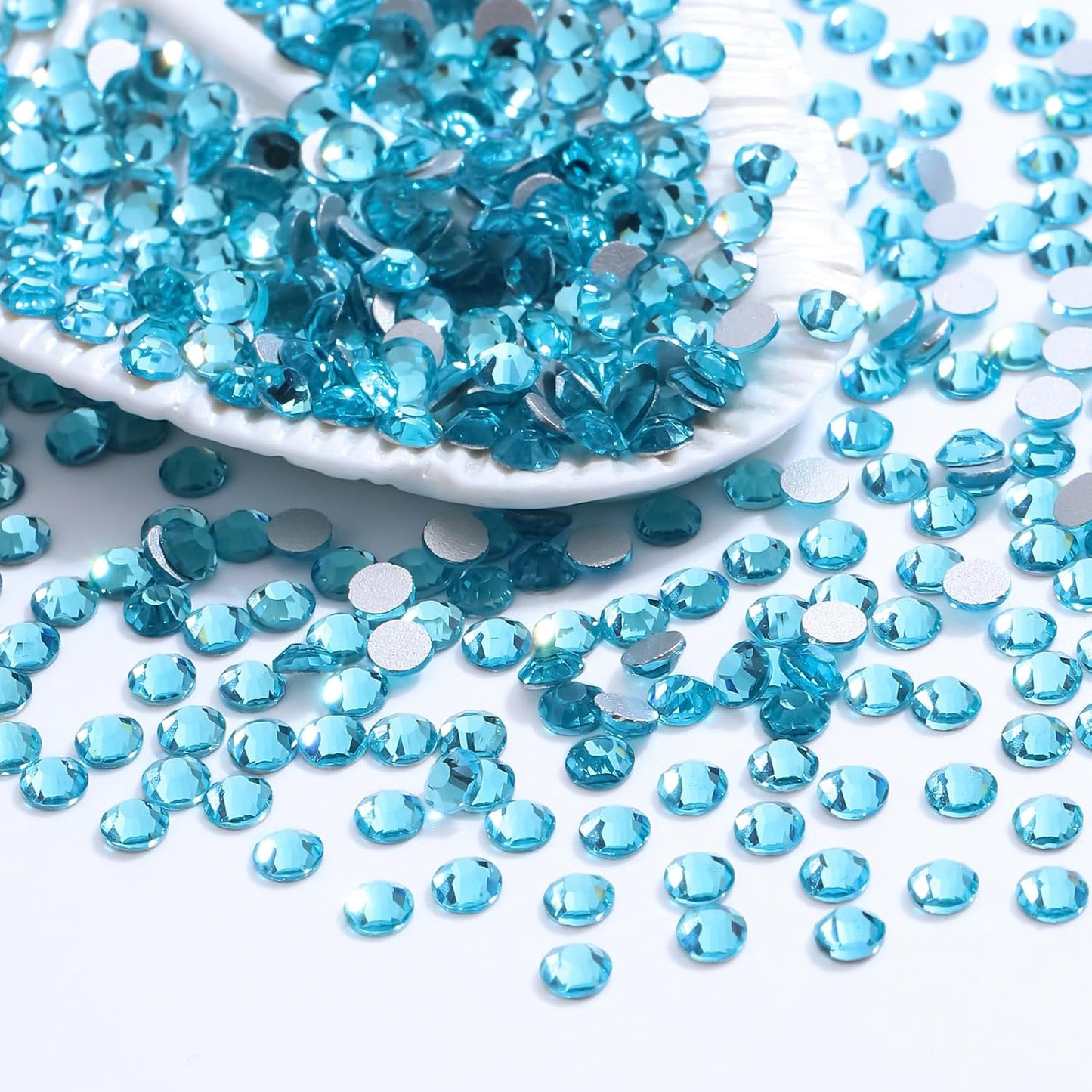 Malachite Blue Flatback Rhinestones, Glass Rhinestones for Nail Art and Craft, Glue Fix, Loose Crystal Gemstones(Malachite Blue, SS6, 1440pcs, 1.9-2.0mm)