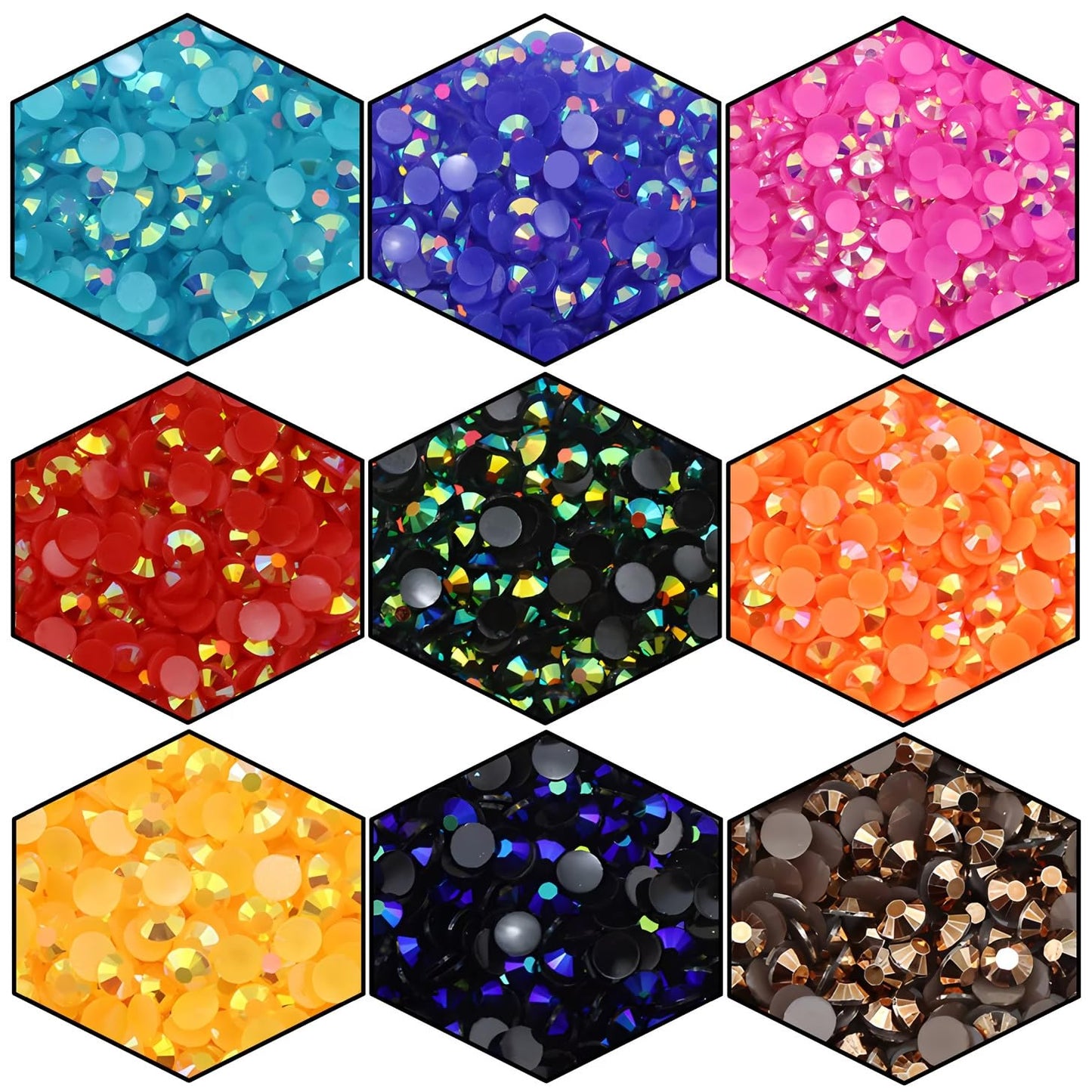 1440 Pcs SS20 5mm Flatback Rhinestones for Nails Art Crafts Glitter Round Shine Gems AB Crystals DIY Clothes Shoes （Black-Bottom Dark Green AB）