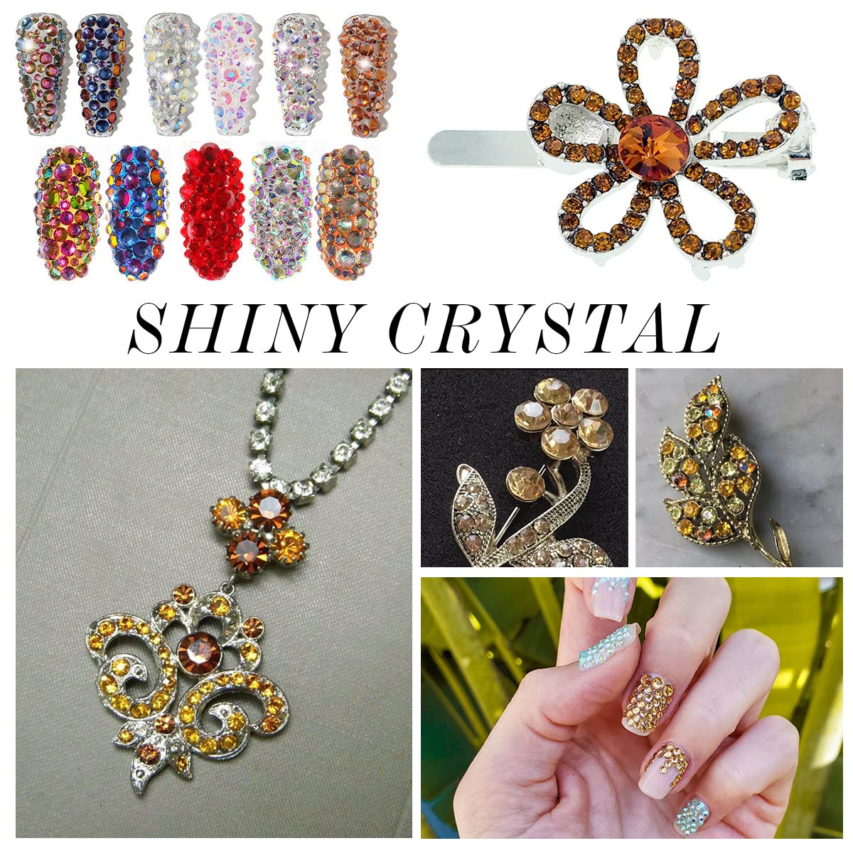 1440Pcs Topaz Crystal Rhinestones,Glass Flatback Rhinestones Gemstones Small for Nail Face Makeup Art Crafts Clothes Decoration -(SS8,2.4mm,Topaz)