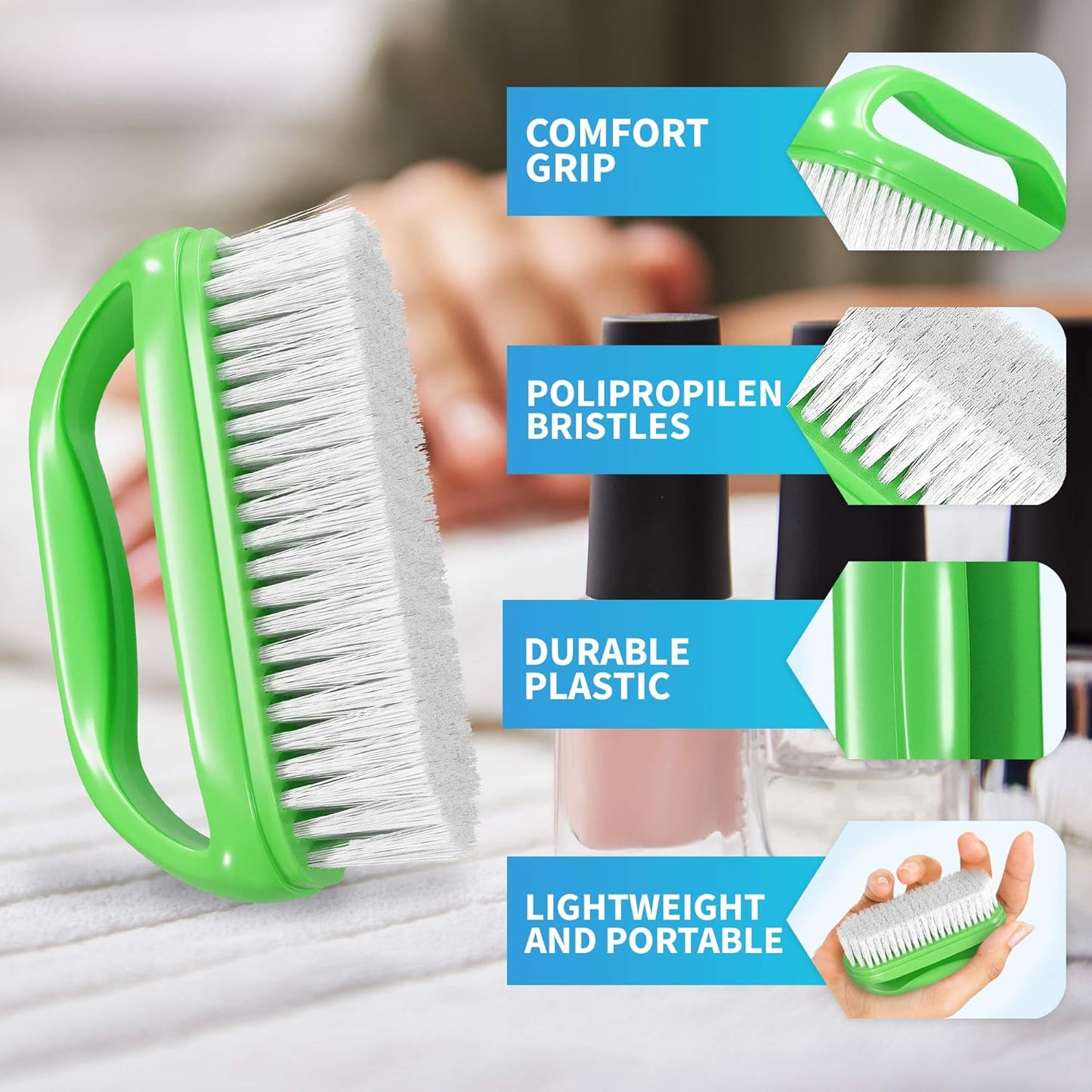 Konex Perfect-Grip Large Hand and Nail Brush 4" X 2-1/4" X 1-1/2" (Green)