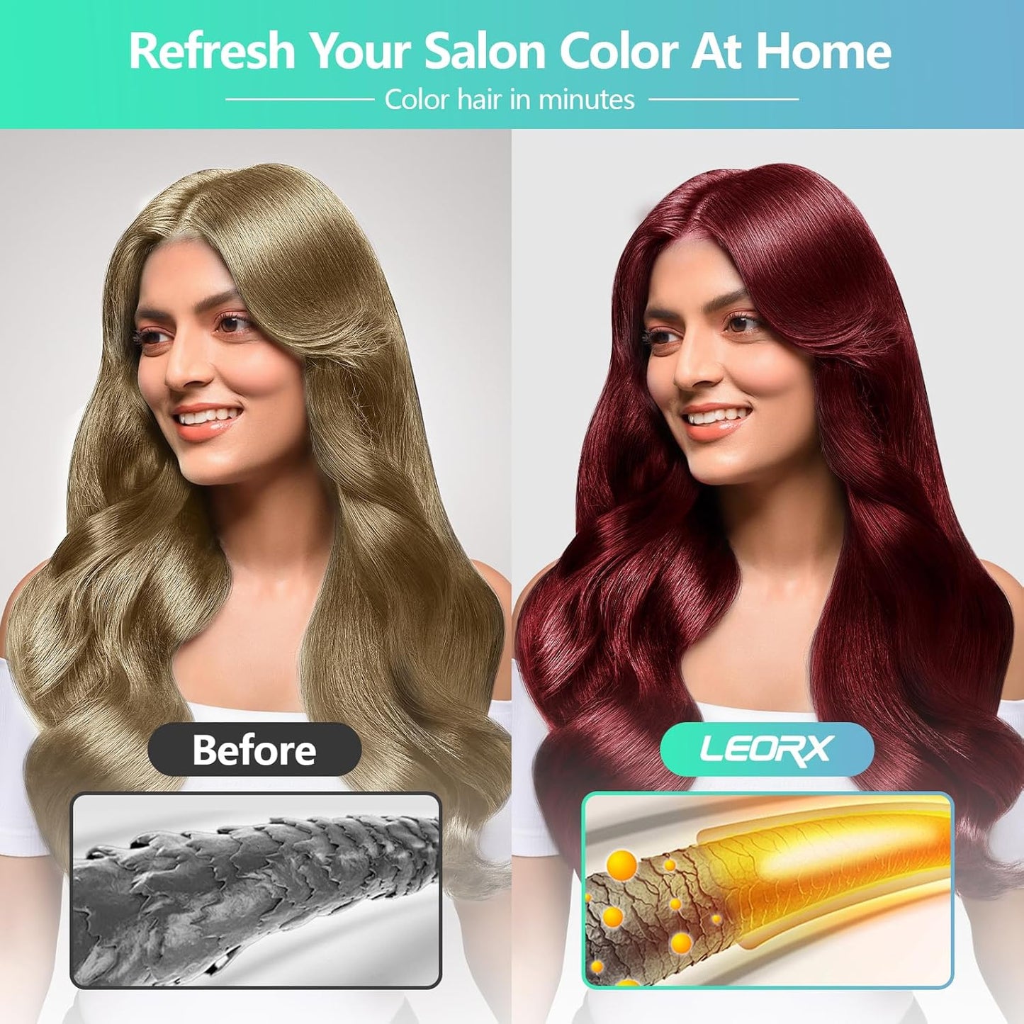 leorx Hair Dye shampoo, 3 In 1 Deep Wine Red Color Shampoo Hair Dye For Refresh Hair Instant Herbal Coloring Shampoo For Women&Men - Tintes Para El Cabello Profesional