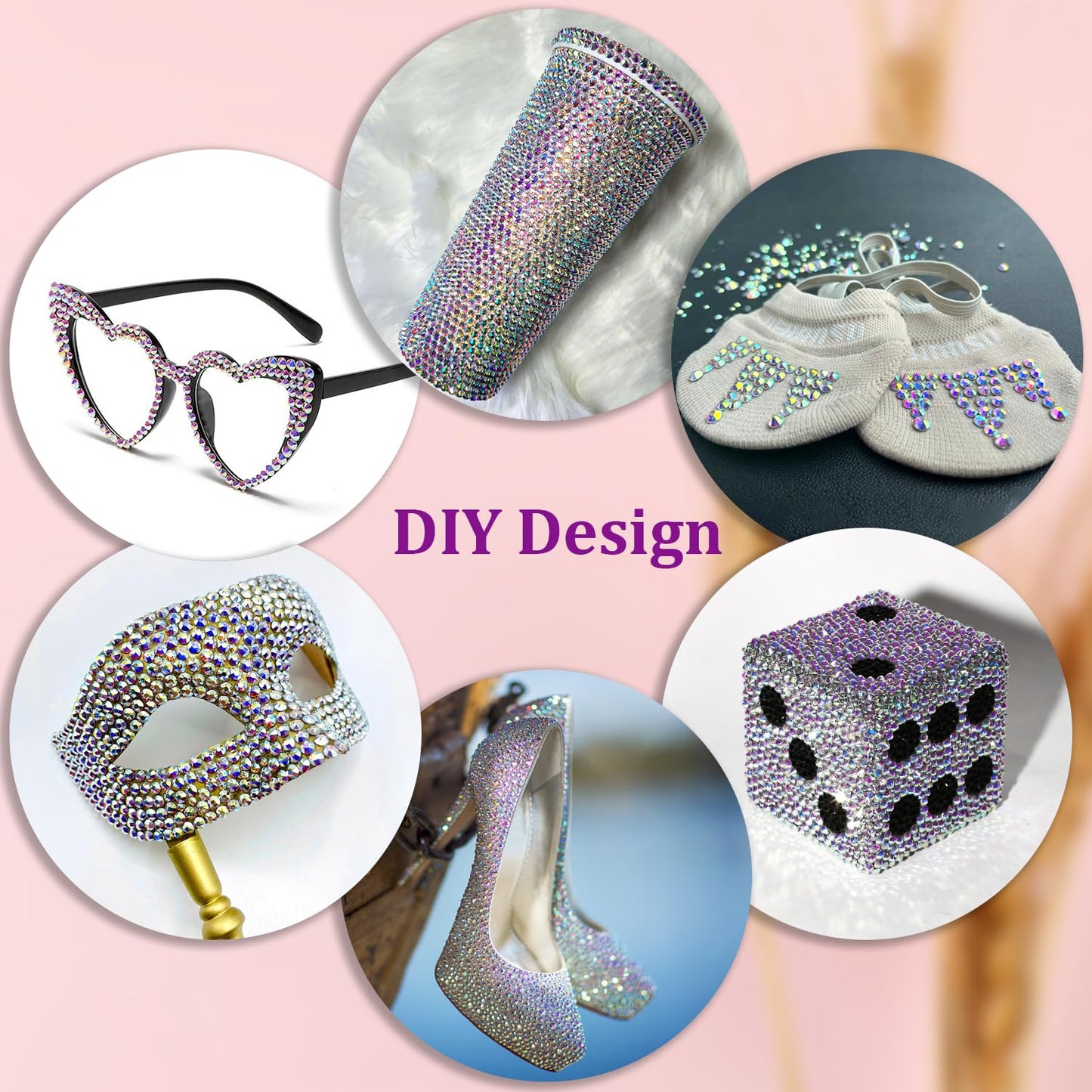 25000Pcs Resin Rhinestones with Tweezers for Crafting, AB 2-6mm Mixed Sizes Bedazzling Crystal with 3Pcs 10ml B7000 Jewelry Glue for DIY Crafts Clothing Tumblers Shoes Fabric Nail Art