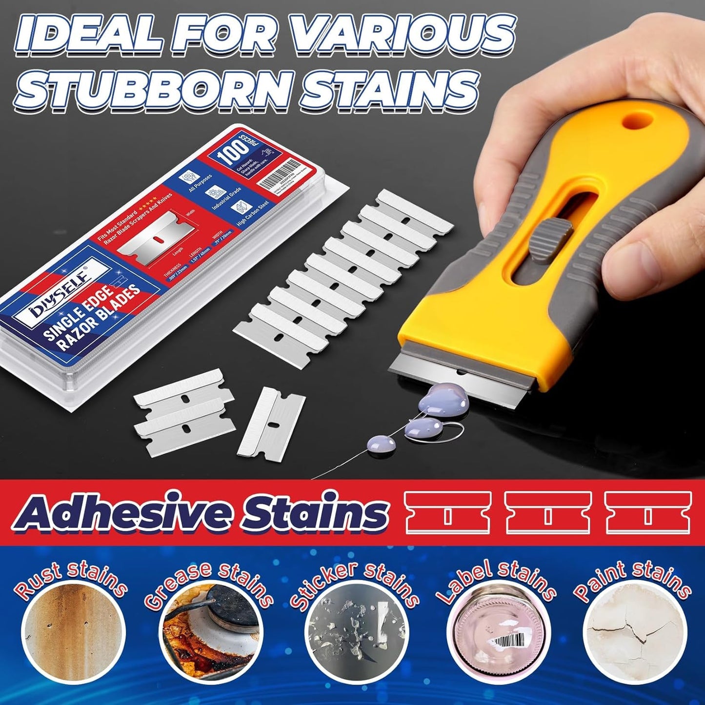 DIYSELF 1000-Piece High Carbon Steel Single Edge Razor Blades