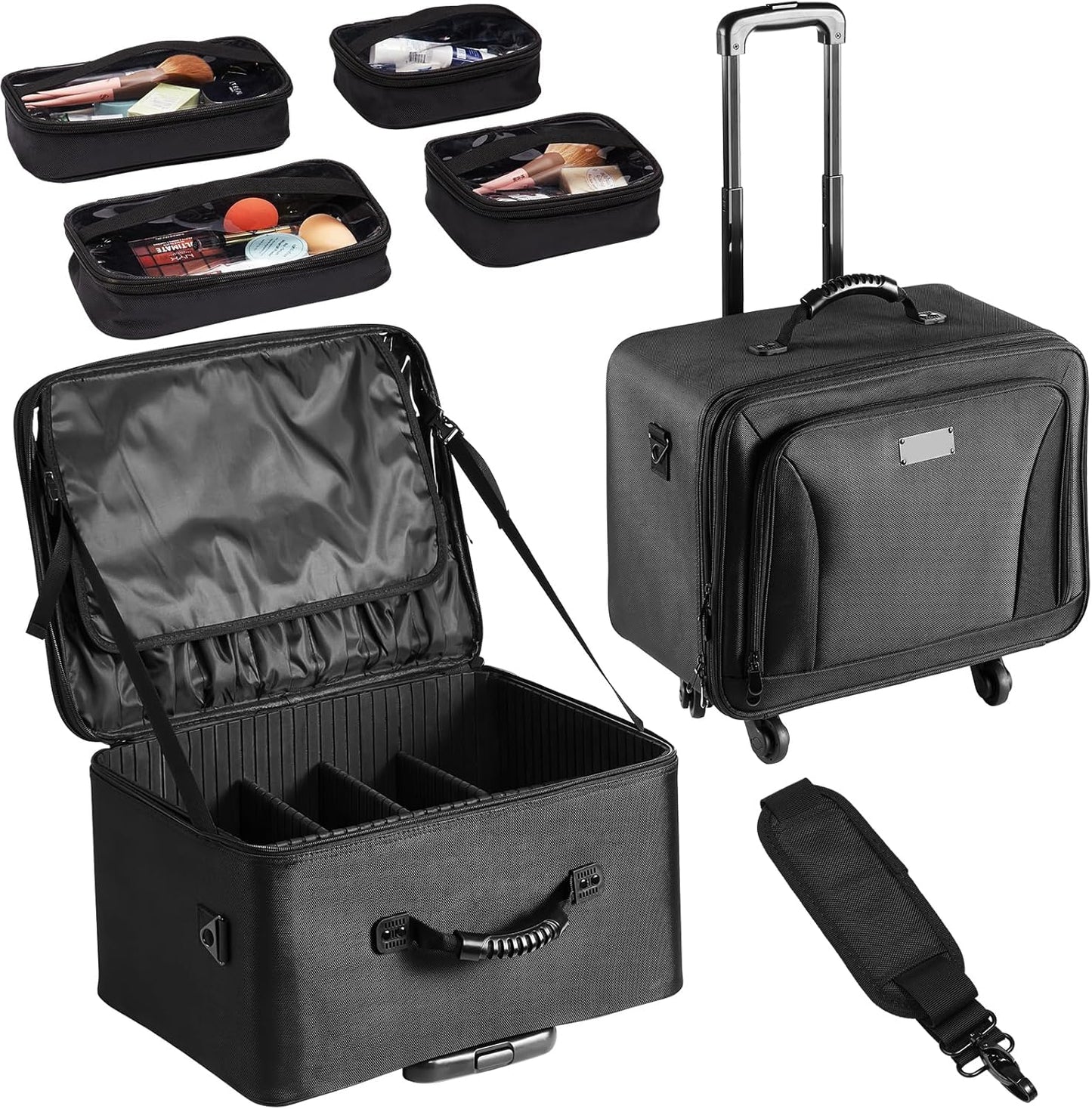 VEVOR Makeup Train Case Professional Makeup Storage Organizer Box Make Up Carrier for Women and Girls