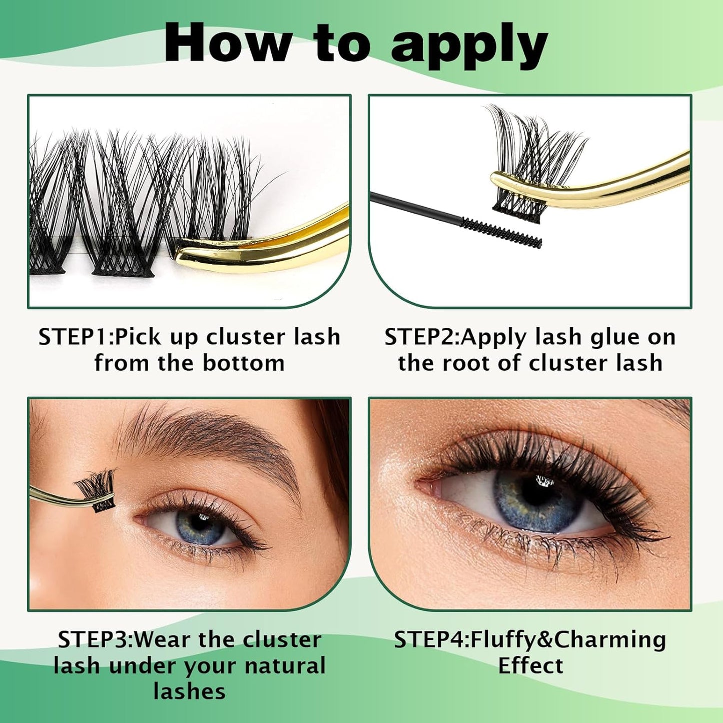 Lash Clusters 96pcs Individual Lashes D Curl 12mm Eyelash Clusters KEYYOU Volume Wispy Lash Extension Soft&Comfortable Easy DIY at Home(Y18,D-12mm)
