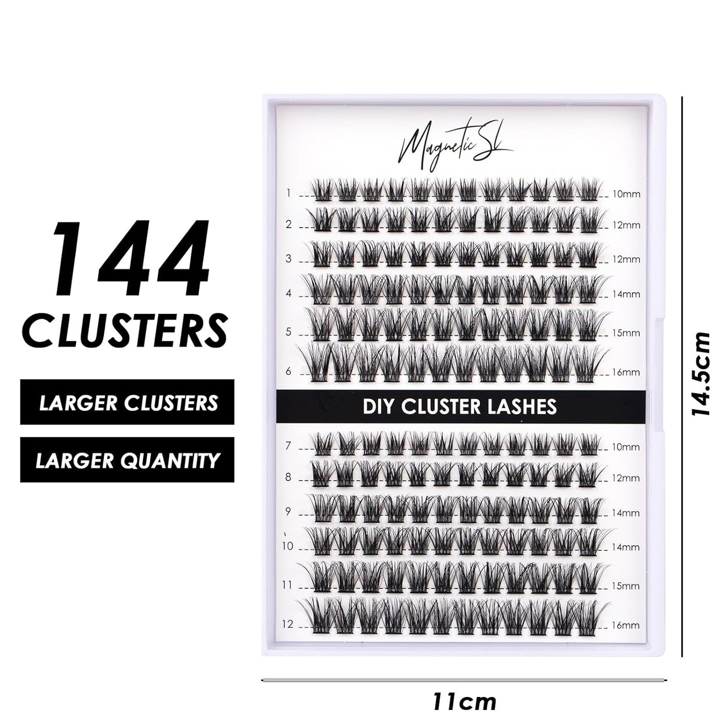 Lash Clusters 144 Pcs Individual Lashes Clusters Eyelash Extensions False Eyelashes DIY Lash Extension Reusable False Eyelashes Natural Look Mix 10-16mm C D Curl-DM06