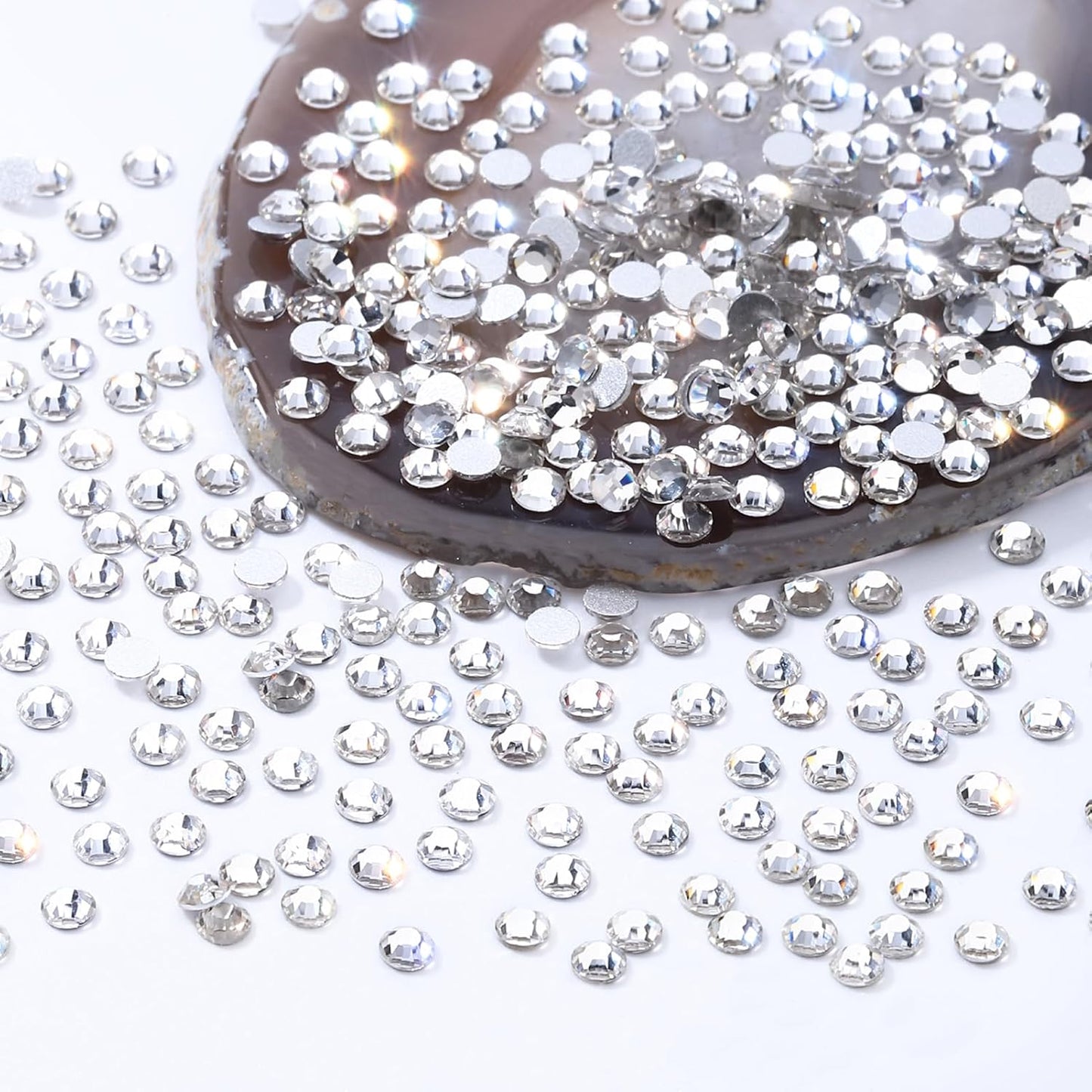 Crystal Clear Flatback Rhinestones, Glass Rhinestones for Nail Art and Craft, Glue Fix, Loose Crystal Gemstones(Crystal, SS10, 1440pcs, 2.7-2.8mm)