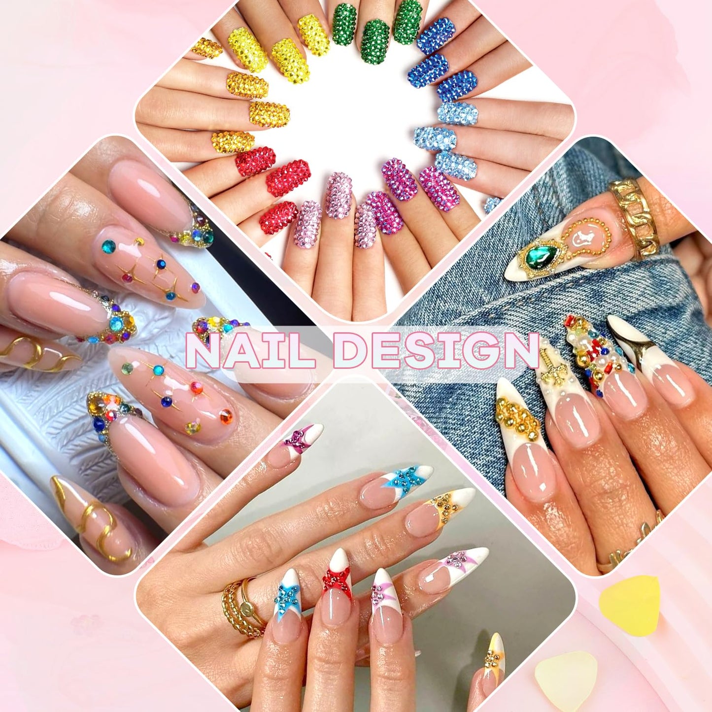 5000Pcs Small Resin Rhinestones for Nail Art, Colorful Rhinestone 2/3MM Flatback Bedazzling Gems, Nail Rhinestones and Gems Crystals Charm for Acrylic Tips Manicure Decor