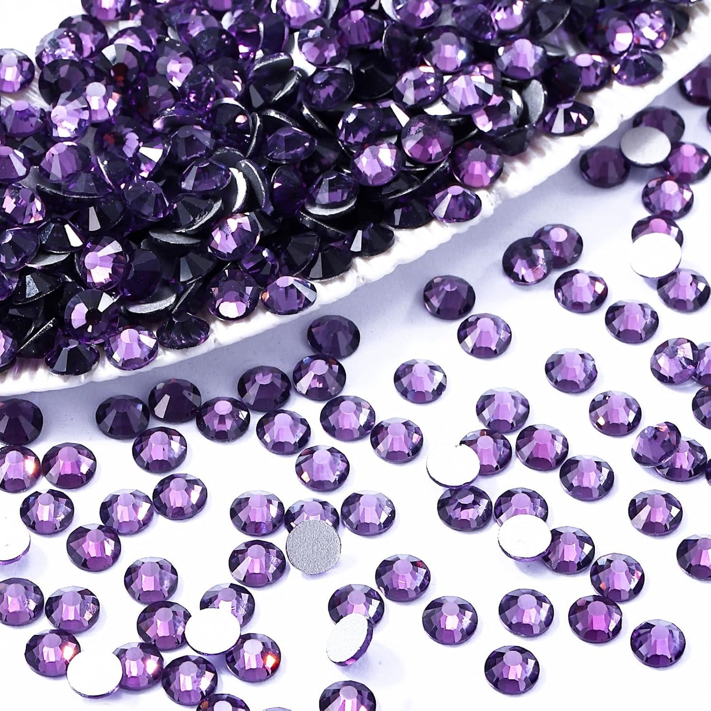 Tanzanite Flatback Rhinestones, Glass Rhinestones for Nail Art and Craft, Glue Fix, Loose Crystal Gemstones(Tanzanite, SS12, 1440pcs, 2.9-3.0mm)