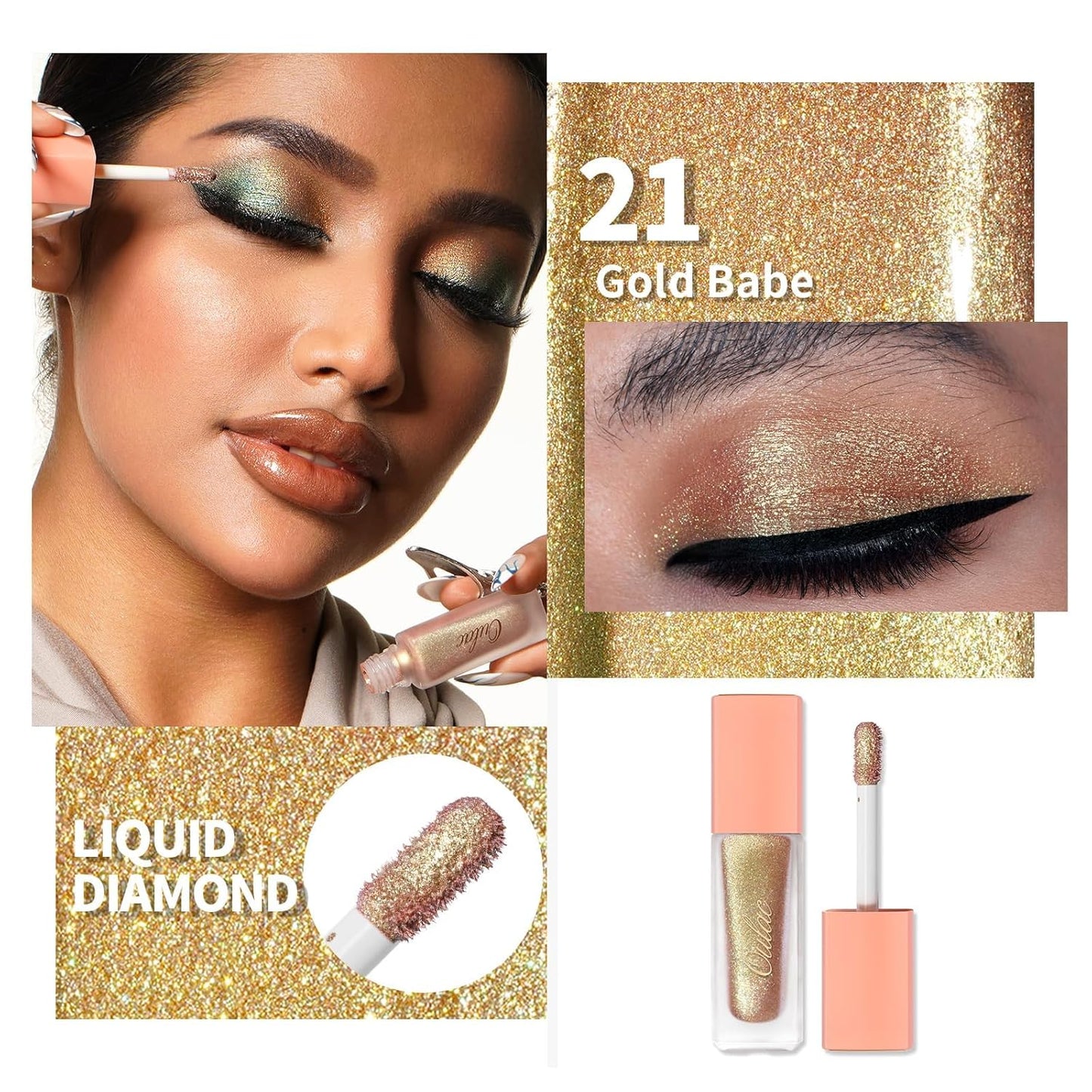 Oulac Eyeshadow Liquid Eyeshadow Multi-Usage Liquid Glitter Eyeshadow&Eyeliner Highly Pigmented, One-Swipe Coverage Long Lasting with No Creasing Formula Vegan&Cruelty-Free