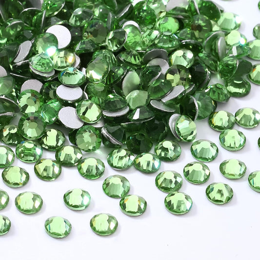 Light Green Flatback Rhinestones, Glass Rhinestones for Nail Art and Craft, Glue Fix, Loose Crystal Gemstones(Lt.Green, SS16, 1440pcs, 3.8-4.0mm)