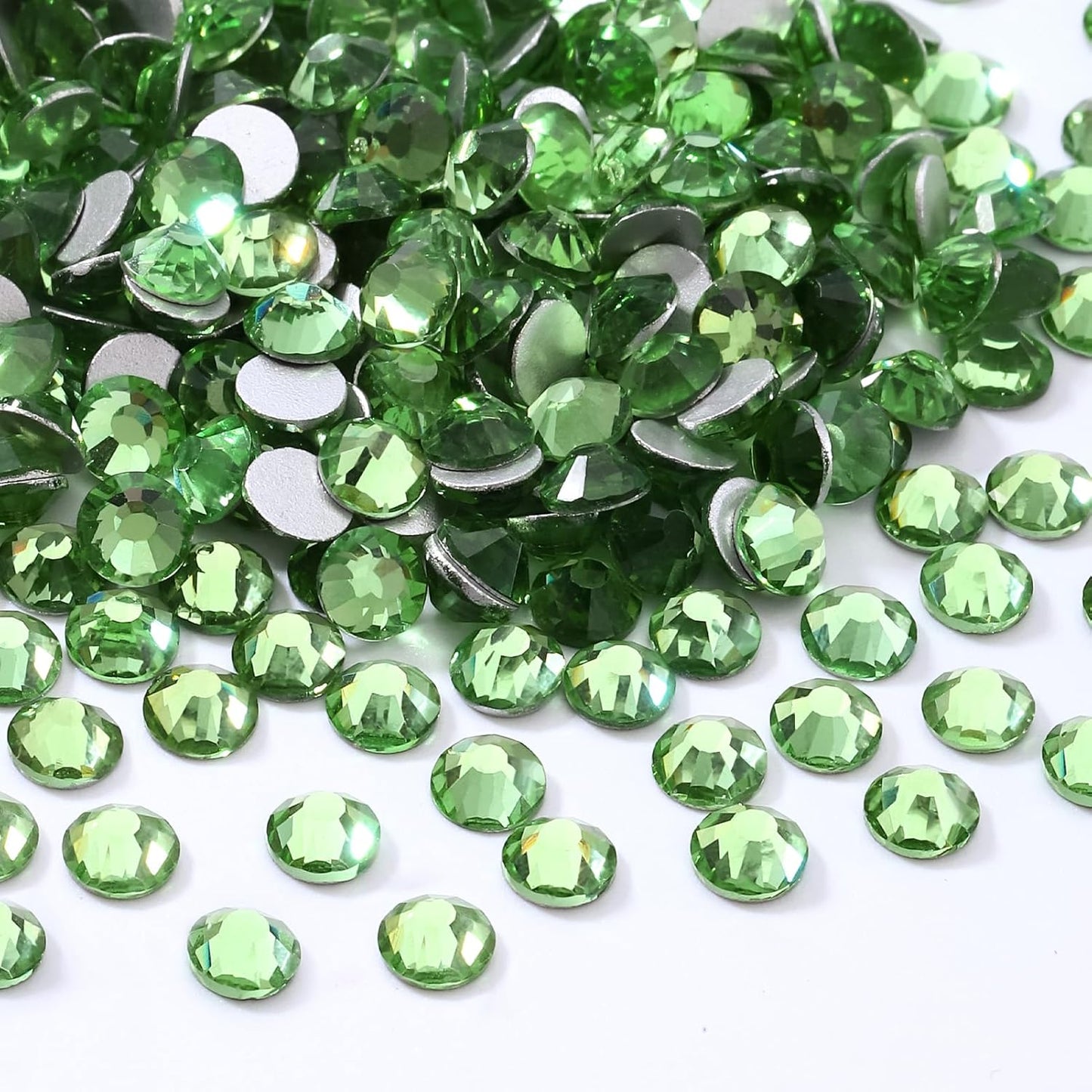 Light Green Flatback Rhinestones, Glass Rhinestones for Nail Art and Craft, Glue Fix, Loose Crystal Gemstones(Lt.Green, SS12, 1440pcs, 2.9-3.0mm)