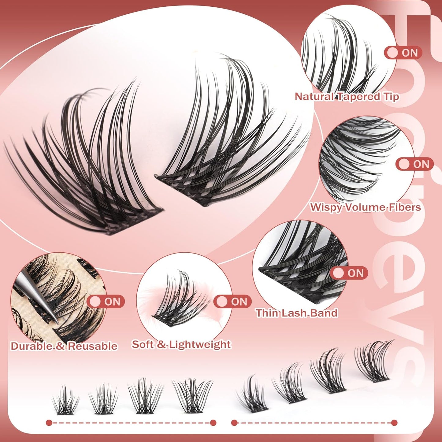 Focipeysa Natural Wispy Lash Clusters Manga Eyelash Clusters Spiky Eyelash Extensions C Curl Individual Lashes Extensions Spike Individual Lashes 12-18mm with Bottom Lashes Clusters DIY Lash at Home