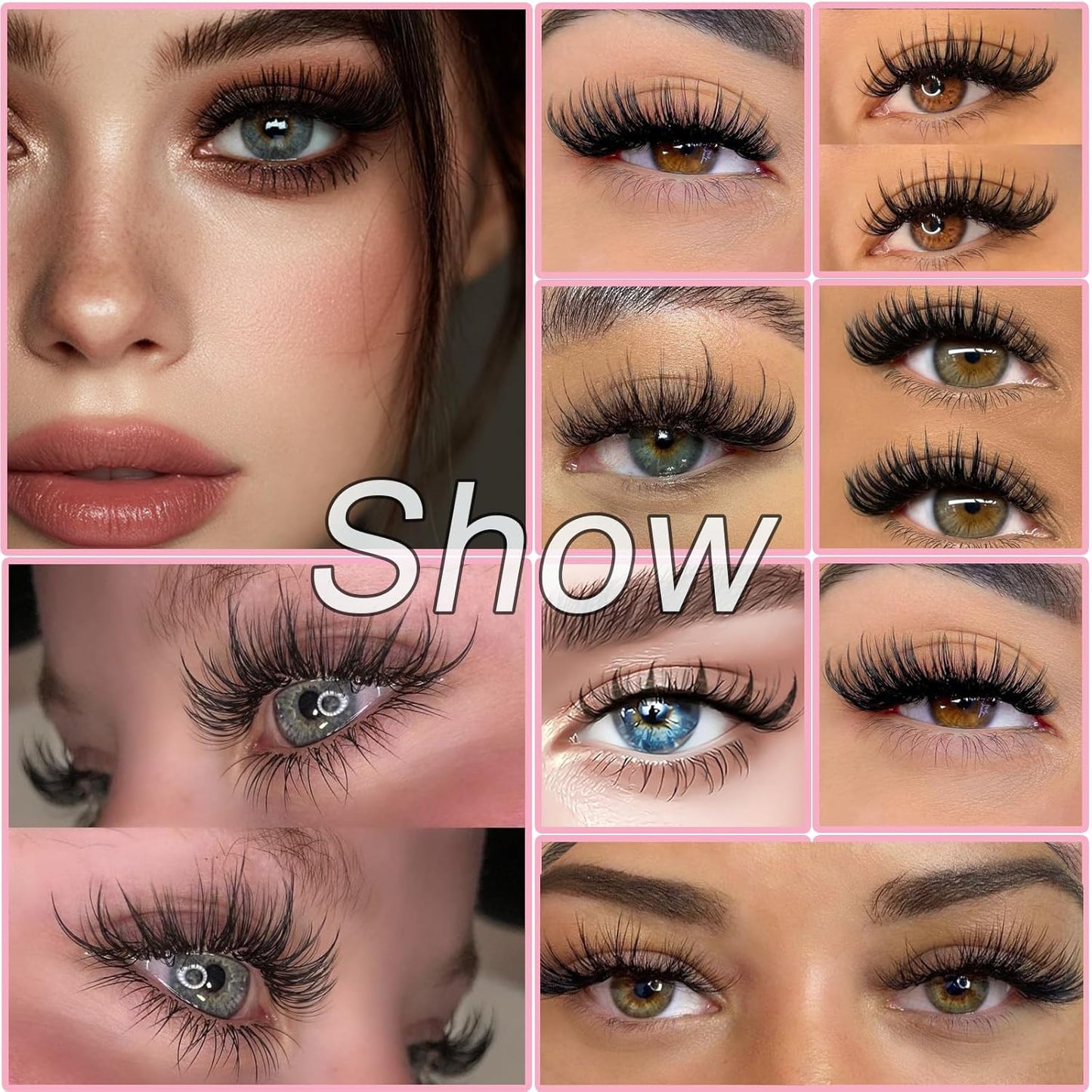 Lash Clusters Kit, Eyelash Clusters Individual Lash Extension Kit 480 Pcs D Curl Fluffy Wispy False Eyelashes Extensions Thin Band with Bond Seal Tweezers Brush Remover (80D+100D Kit 9-16mm)