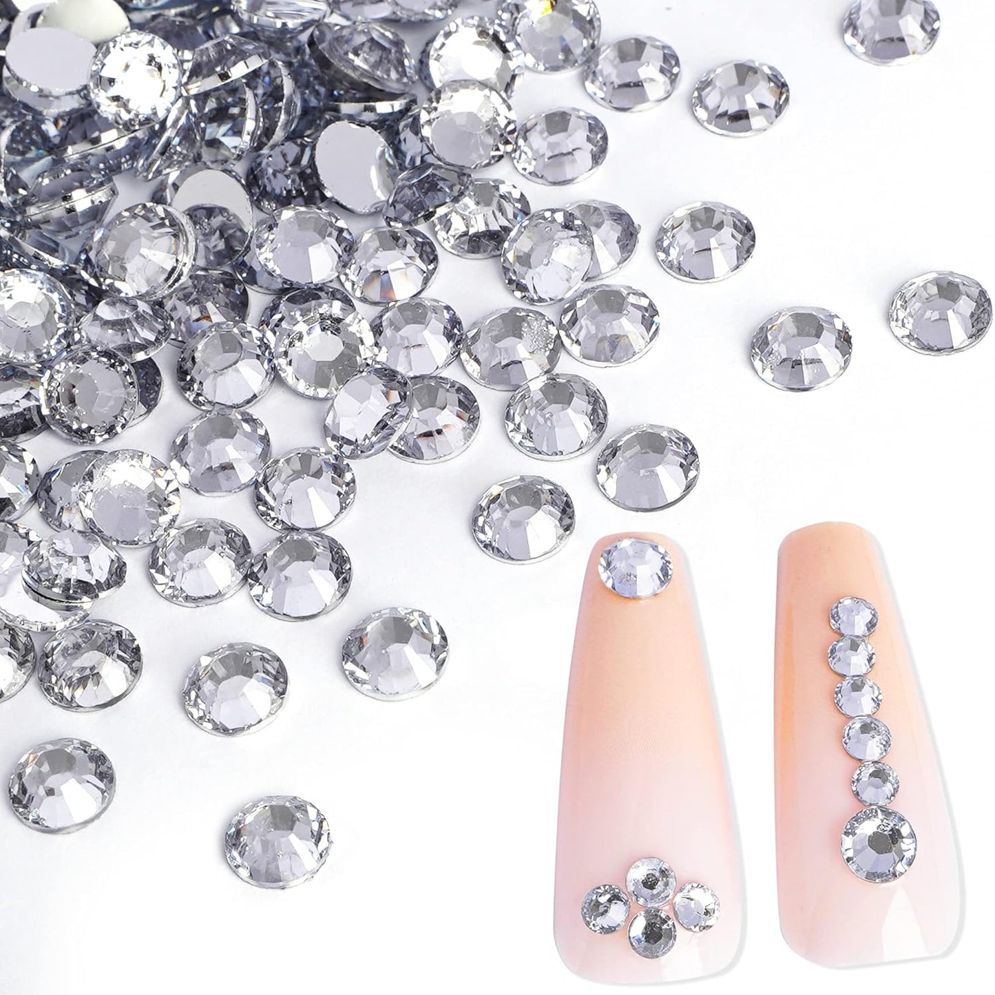 Canvalite 2900Pcs Clear Rhinestones for Nails, 18 Styles Multi Shape Nail Charms and Gems Shiny Glass Crystal Flatback Nail Rhinestones Set for Nail Art with Rhinestone Picker and Tweezers