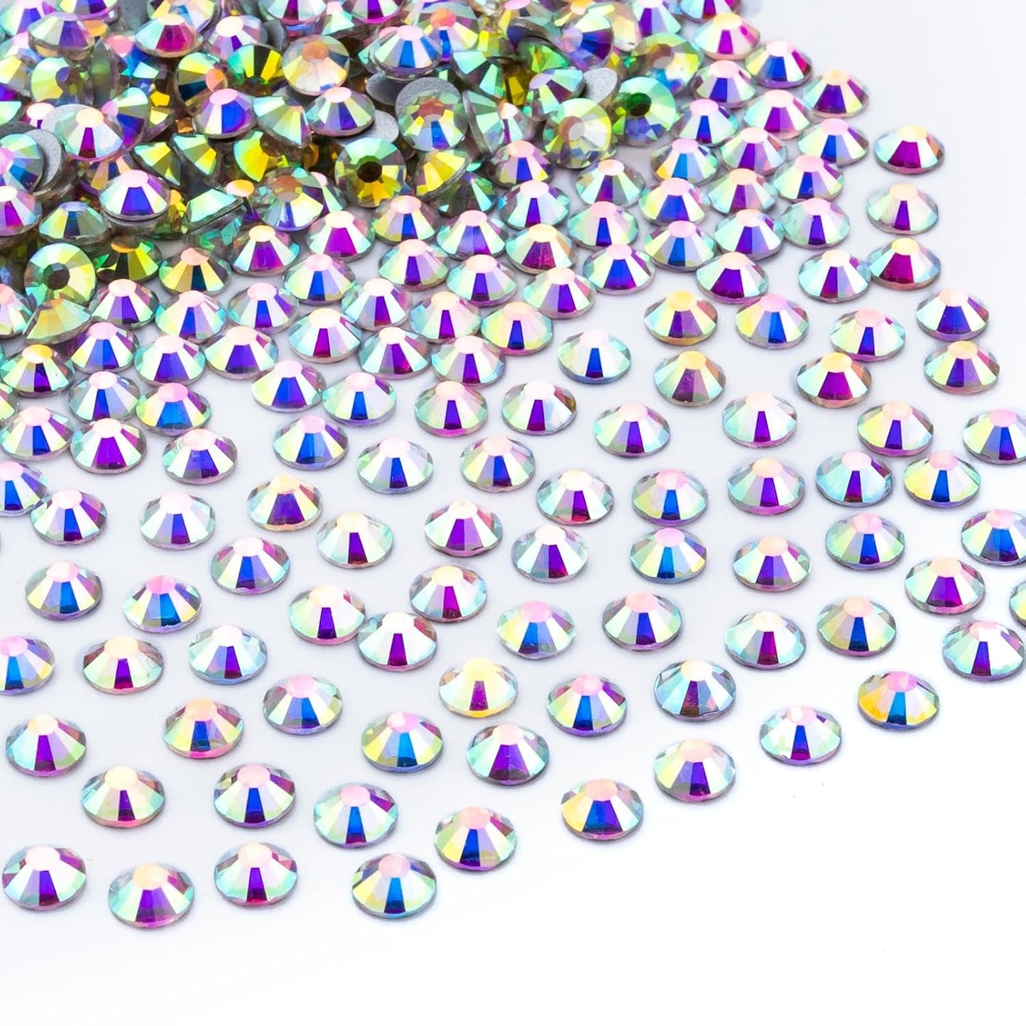 288Pcs Crystal Ab Crystal Rhinestones,Glass Flatback Rhinestones Gemstones for Nail Face Makeup Art Crafts Clothes Decoration -(SS34,7.0mm,Crystal Ab)