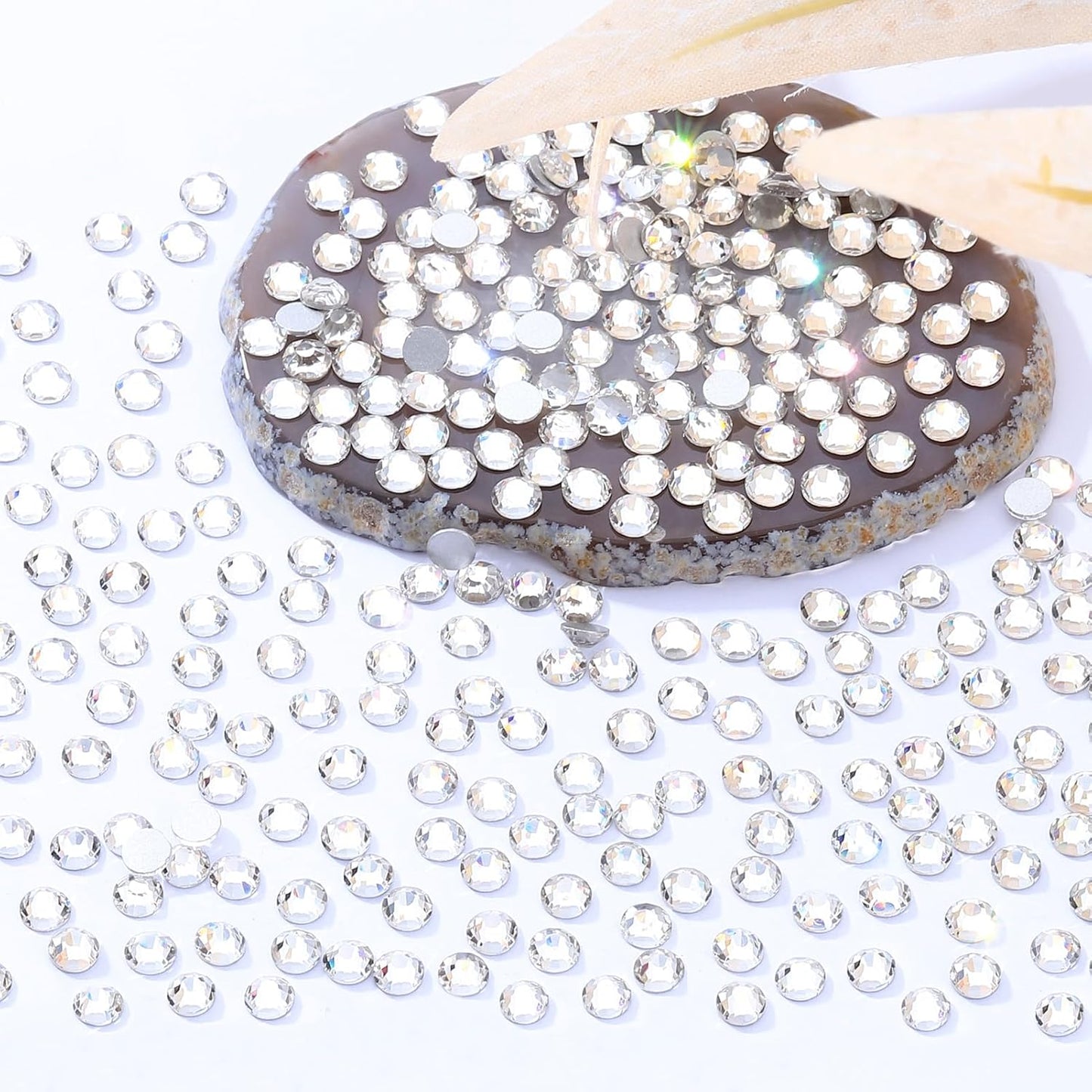 Crystal Clear Flatback Rhinestones, Glass Rhinestones for Nail Art and Craft, Glue Fix, Loose Crystal Gemstones(Crystal, SS12, 2880pcs, 2.9-3.0mm)