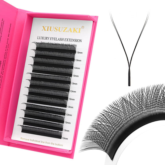 YY Lash Extensions Supplies Y Eyelash Extensions 0.07mm Thickness D Curl 9mm Premade Fans 4D Russian Volume Matte Black 12 Rows Crisscross Eye Lashes(YY-0.07-D,9mm)