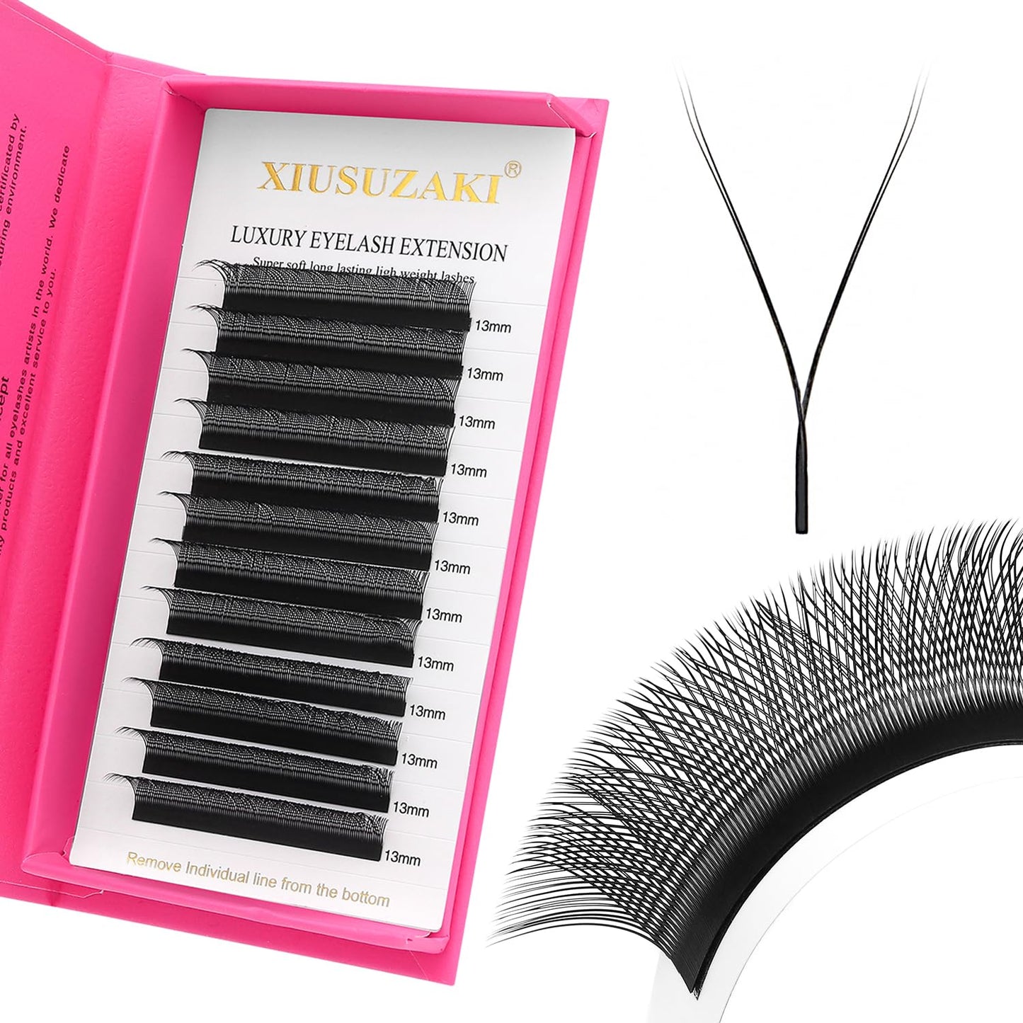 YY Lash Extensions Supplies Y Eyelash Extensions 0.07mm Thickness C Curl 10mm Premade Fans 4D Russian Volume Matte Black 12 Rows Crisscross Eye Lashes(YY-0.07-C,10mm)