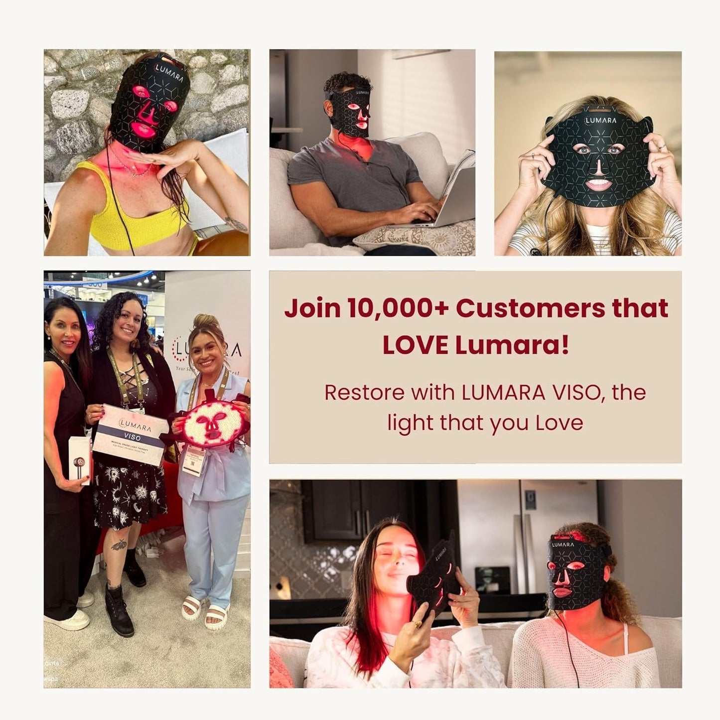 LUMARA VISO Red Light Therapy for Face - 470 LEDs with Uniform Coverage - Facial Skin Care Device for Skin Rejuvenation
