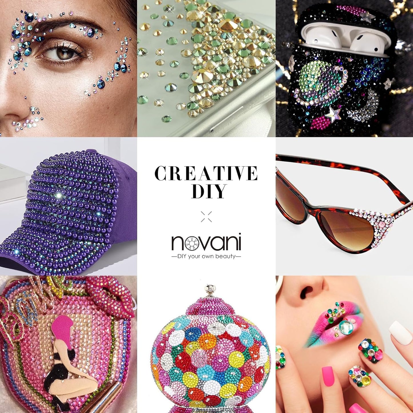 Novani Champagne Rhinestones 1440pcs Flat Back Round Rhinestone Style 2088 Sparkly Crystal Gemstones for Nail Art and Crafting SS20,4.6-4.8mm