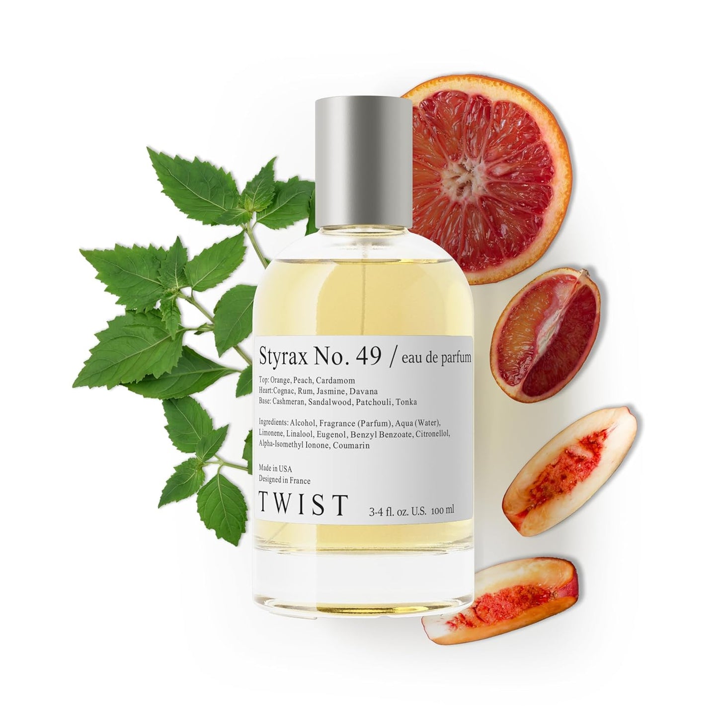 Twist Styrax No. 49 - Eau De Parfum Inspired by T.F. Bitter Peach, Long Lasting Perfume For Women & Men, Paraben Free, Vegan, Clean Ingredients, Fragrance - Spray 100 ml | 3.4 fl. oz.