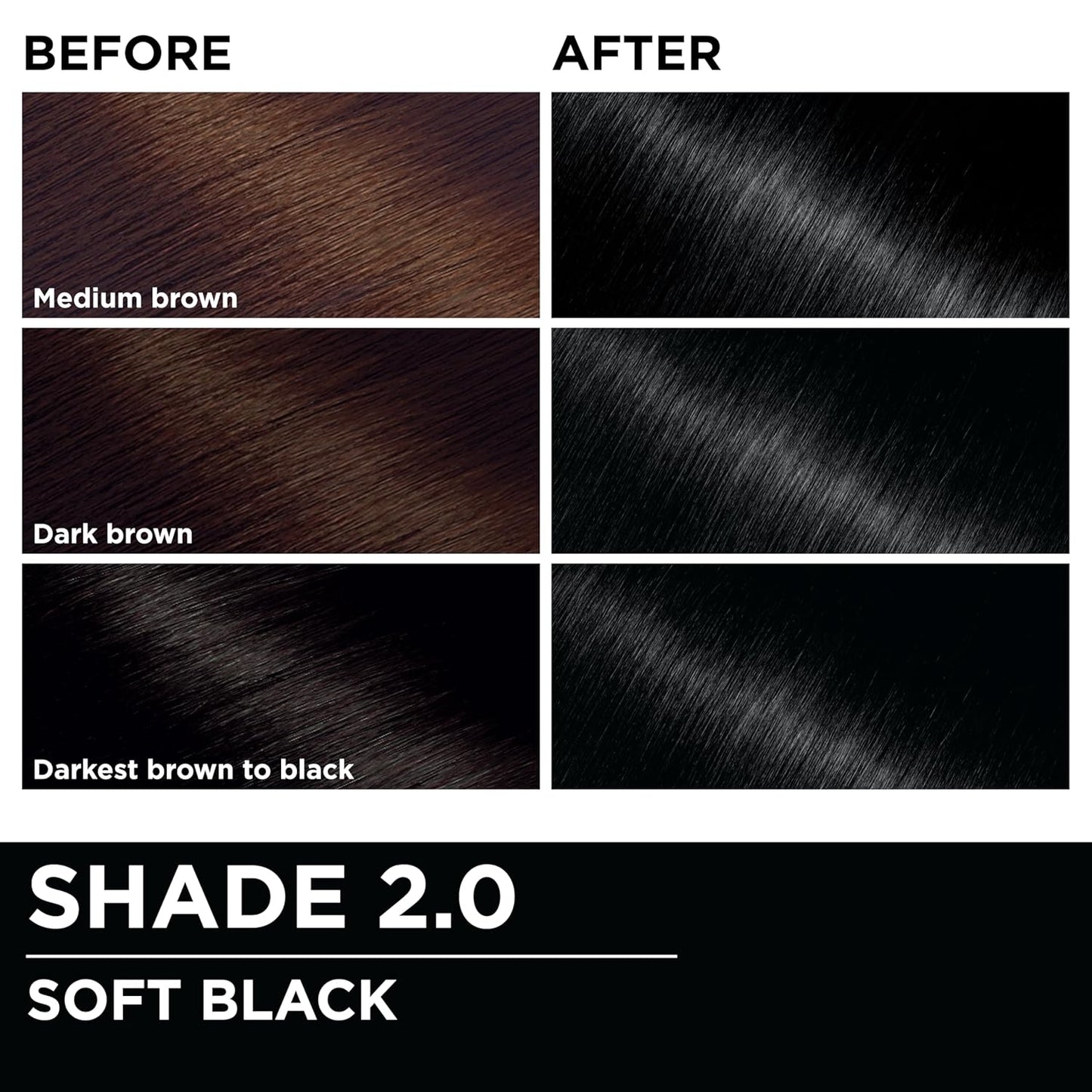 Garnier Hair Color Olia Ammonia-Free Brilliant Color Oil-Rich Permanent Hair Dye, 2.0 Soft Black, 2 Count (Packaging May Vary)