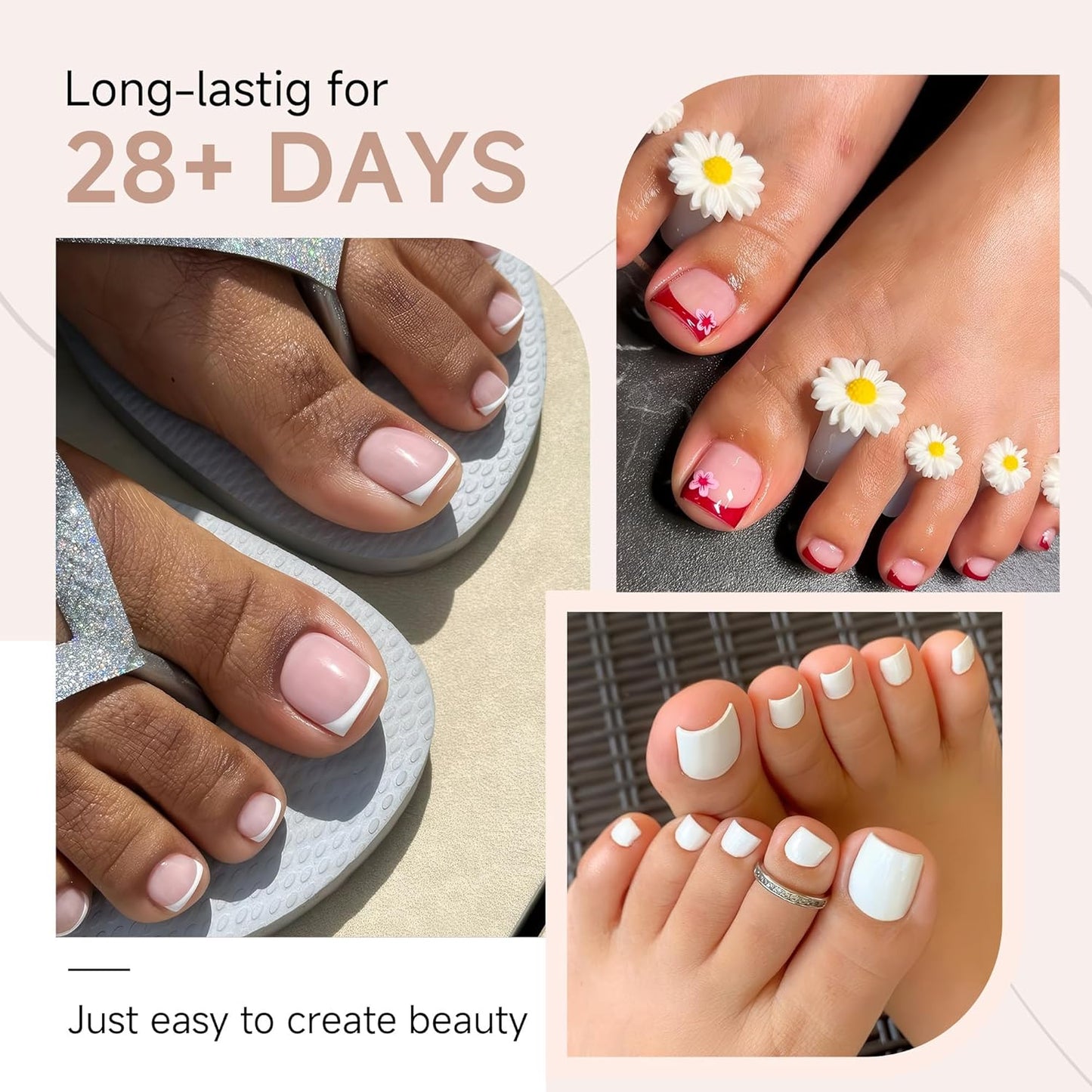 UNA GELLA Toe Nail Tips 312 Pcs Square Round Full Cover Fake Toe Nails Press On Clear 15 Sizes Pre-Shape Soft Gel Toe Nail Tips Double Matte Acrylic Toenails for Nail Extensions DIY Home Nail Salon