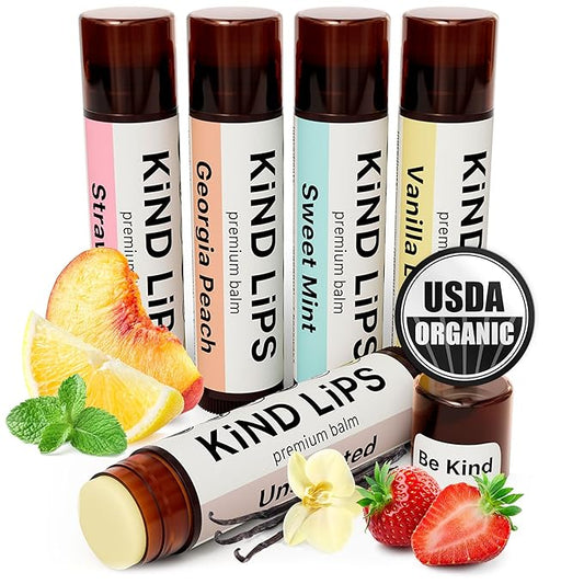 Kind Lips Lip Balm - Nourishing & Moisturizing Lip Care for Dry, Chapped Lips | Infused with Shea Butter & Beeswax | Variety Pack | 0.15 Oz (Pack of 5)